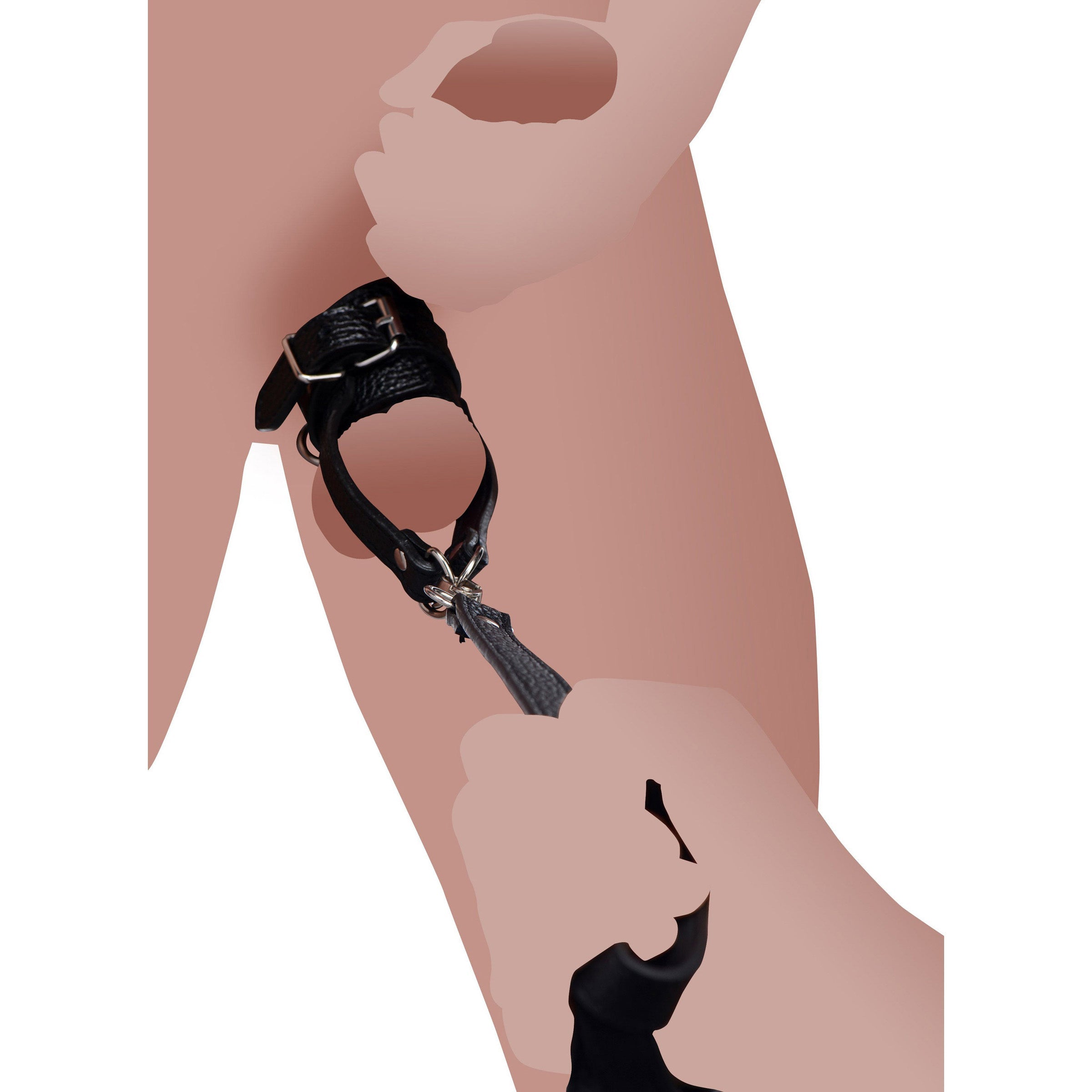 Close-up of a ball stretcher with attached leash in a person's hand