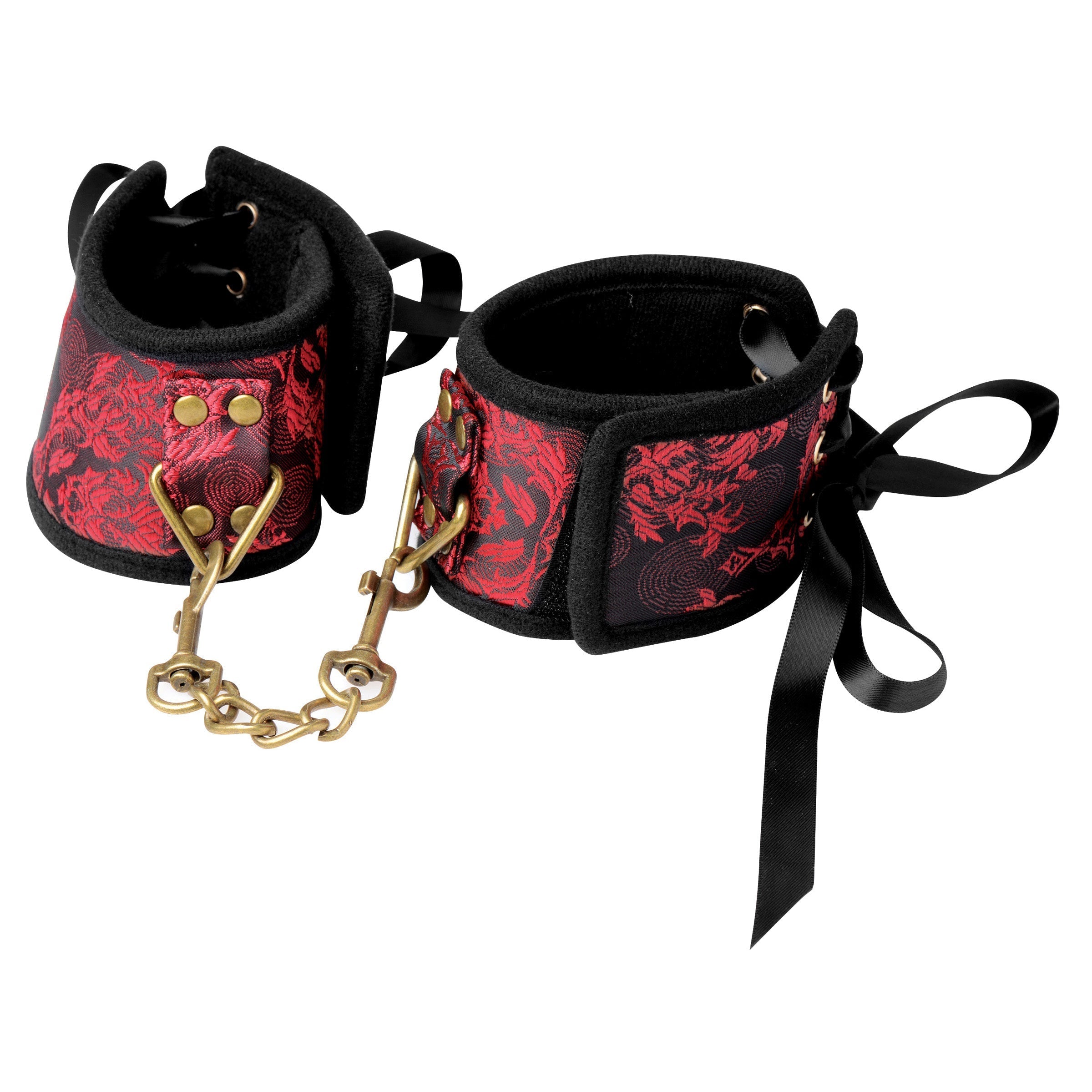 Handcuffs from the Red Dragon 5 Piece Satin Bondage Set with chain detail