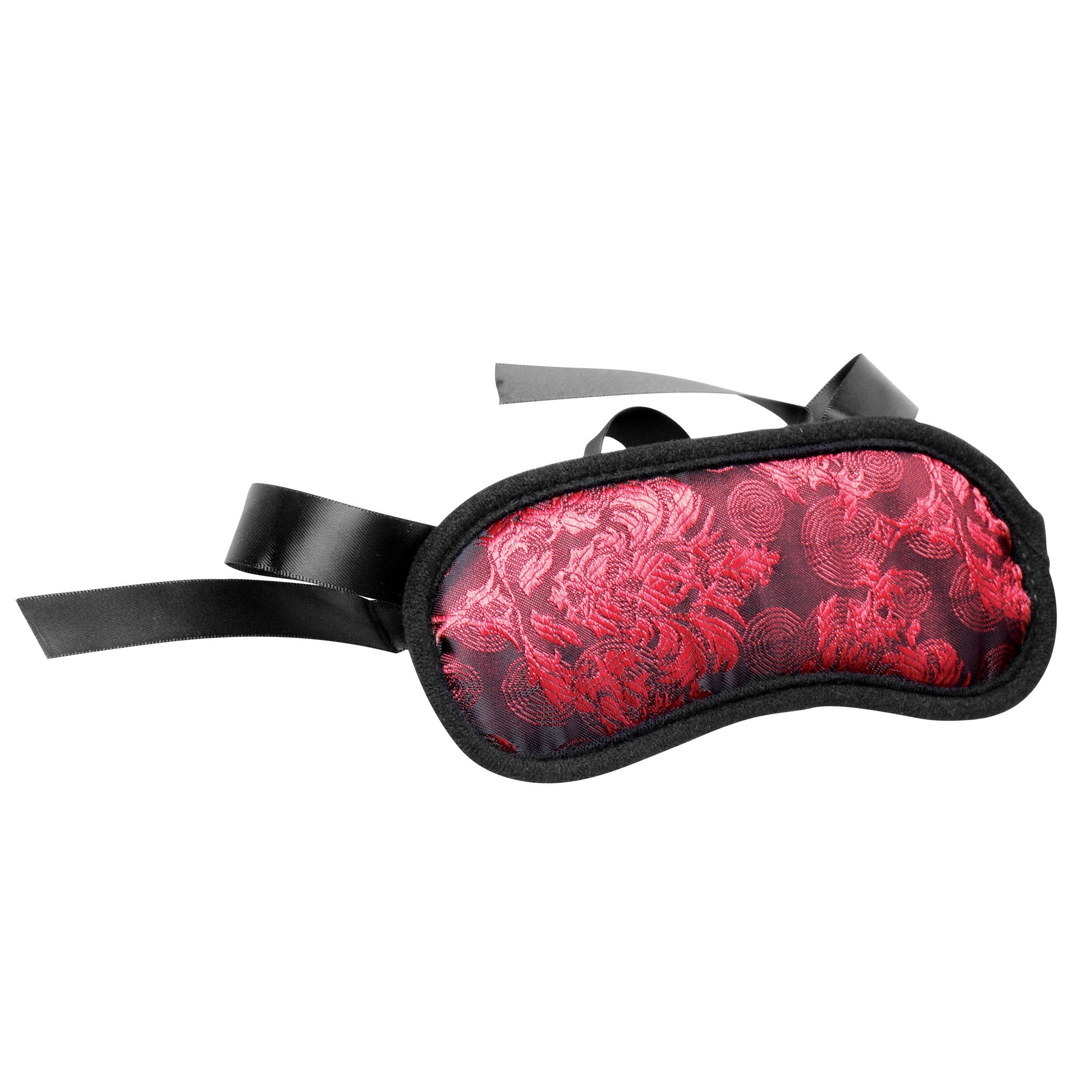 Eye mask from the Red Dragon Satin Bondage Set with black straps