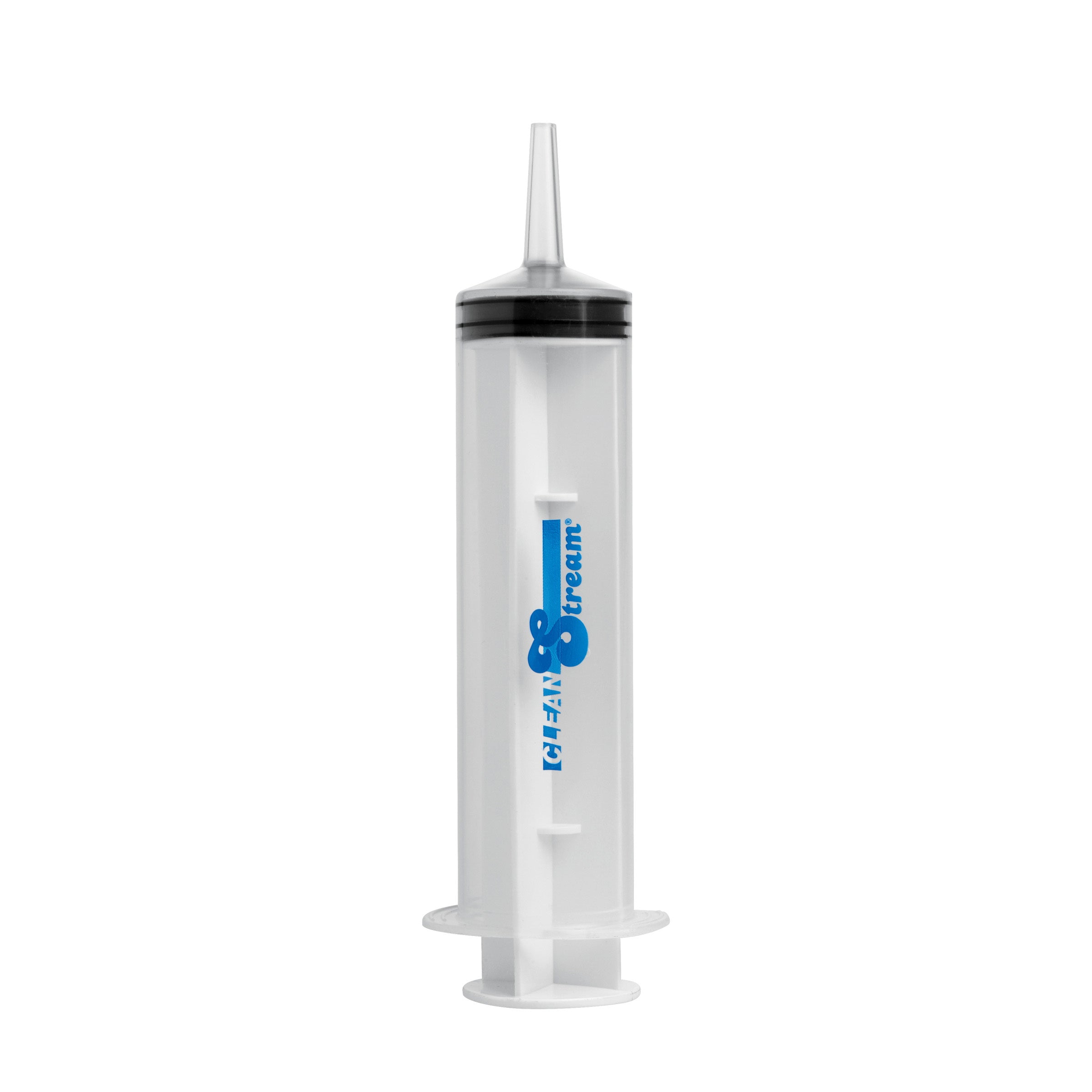 The 150ml enema syringe with a blue protective cap on its nozzle