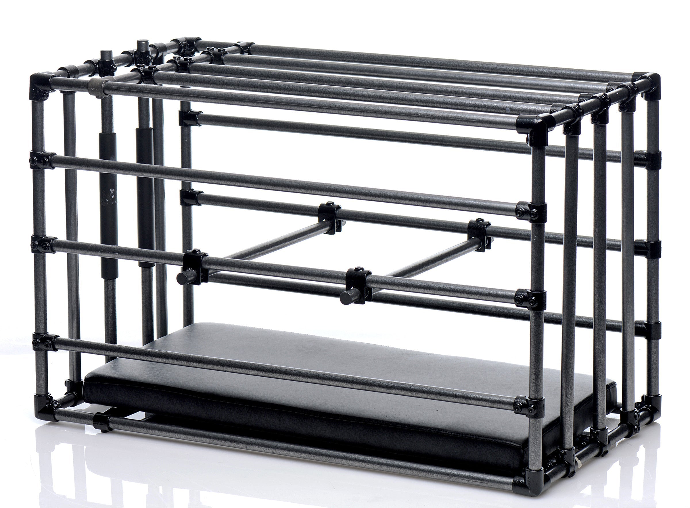 Kennel's black metal puppy cage with a padded base