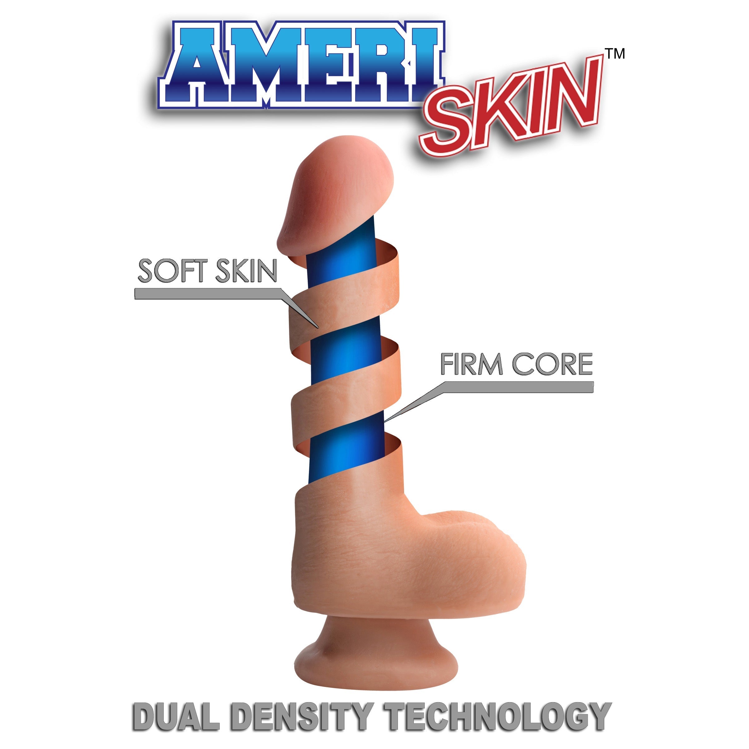 Illustration explaining the dual-density technology of the 7-inch realistic dildo