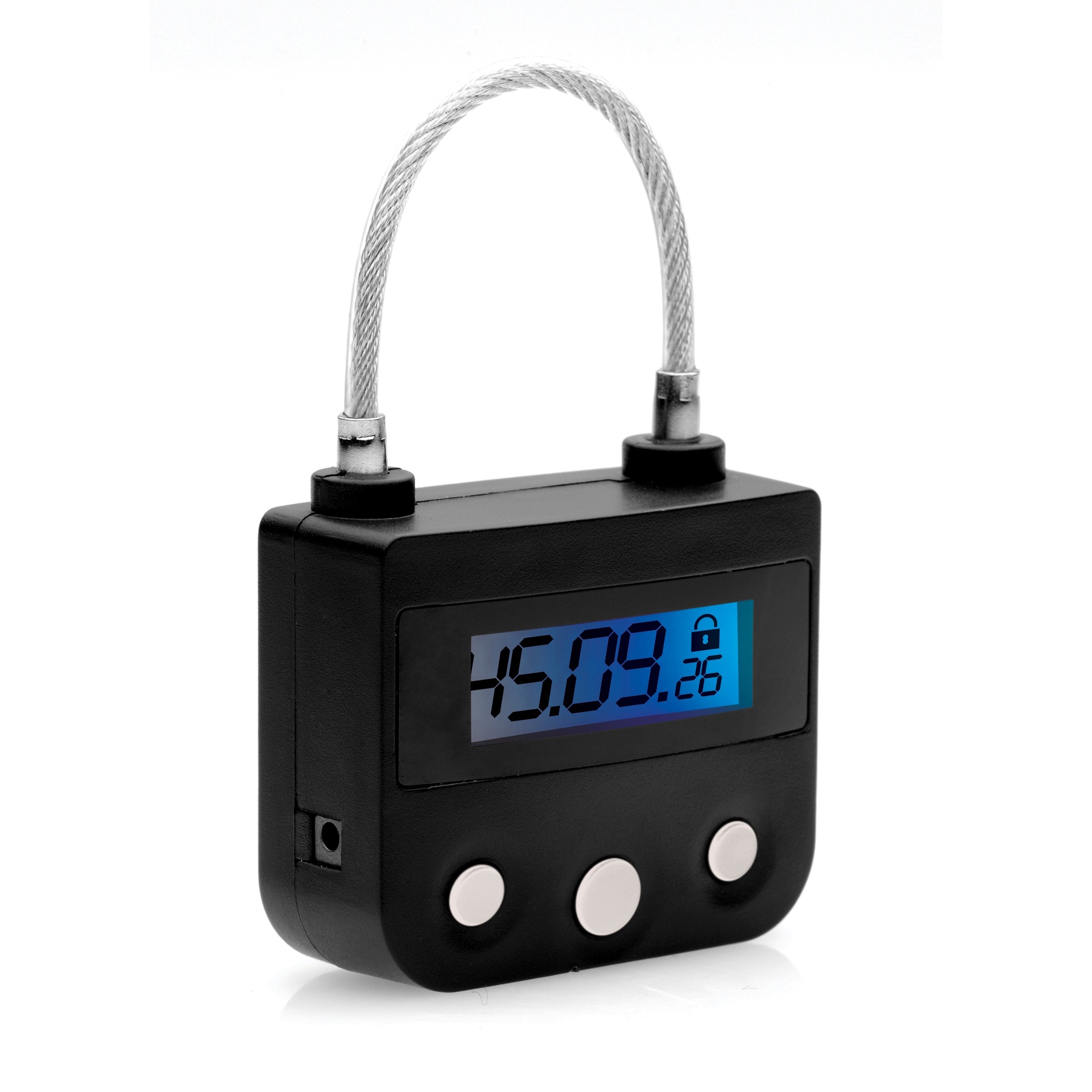 Digital timer lock for chastity devices with a black design