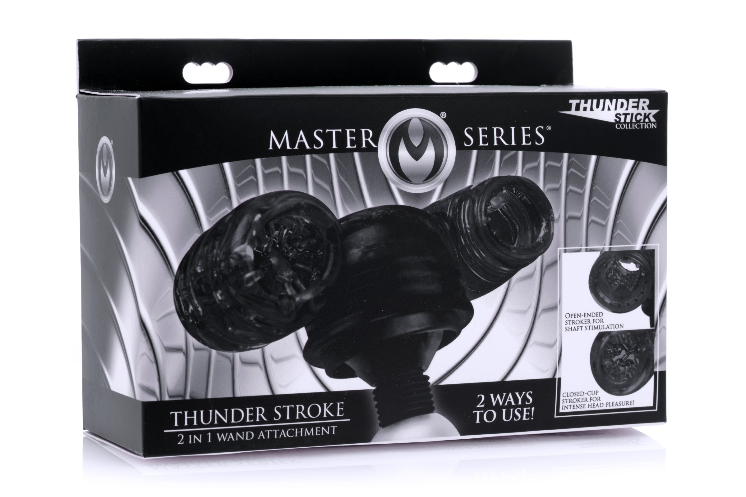 Thunder Stroke 2 In 1 Wand Masturbation Attachment in black color