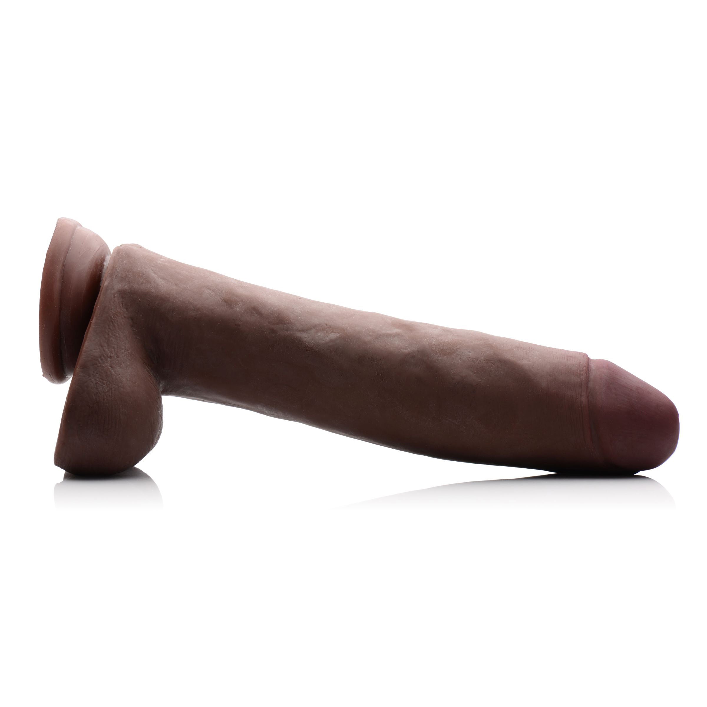 Close-up of the Terrance Bbc Skintech Realistic Dildo featuring its detailed texture and dark head