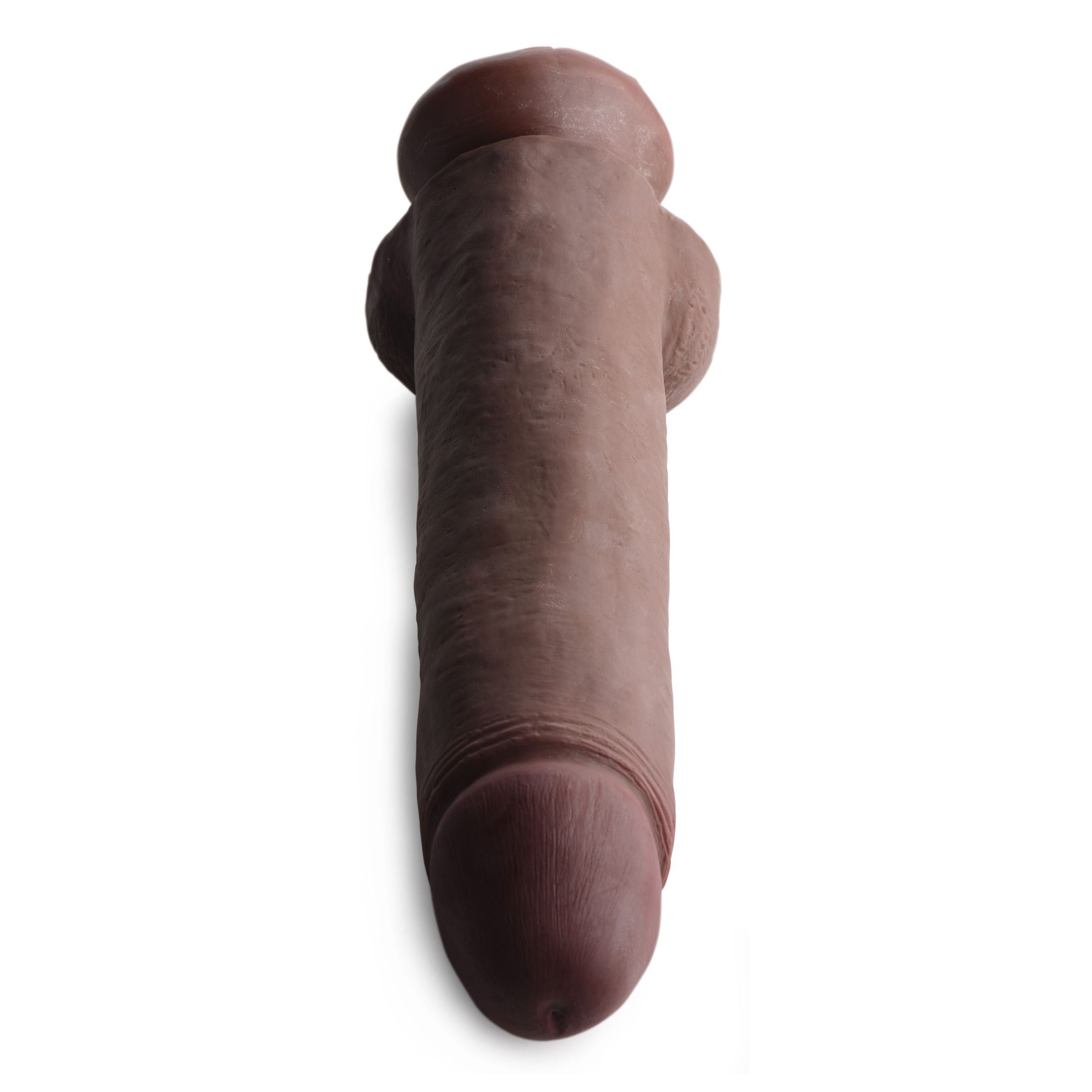 Close-up view of Andre Bbc Skintech Realistic 12 Inch Dildo against a white backdrop