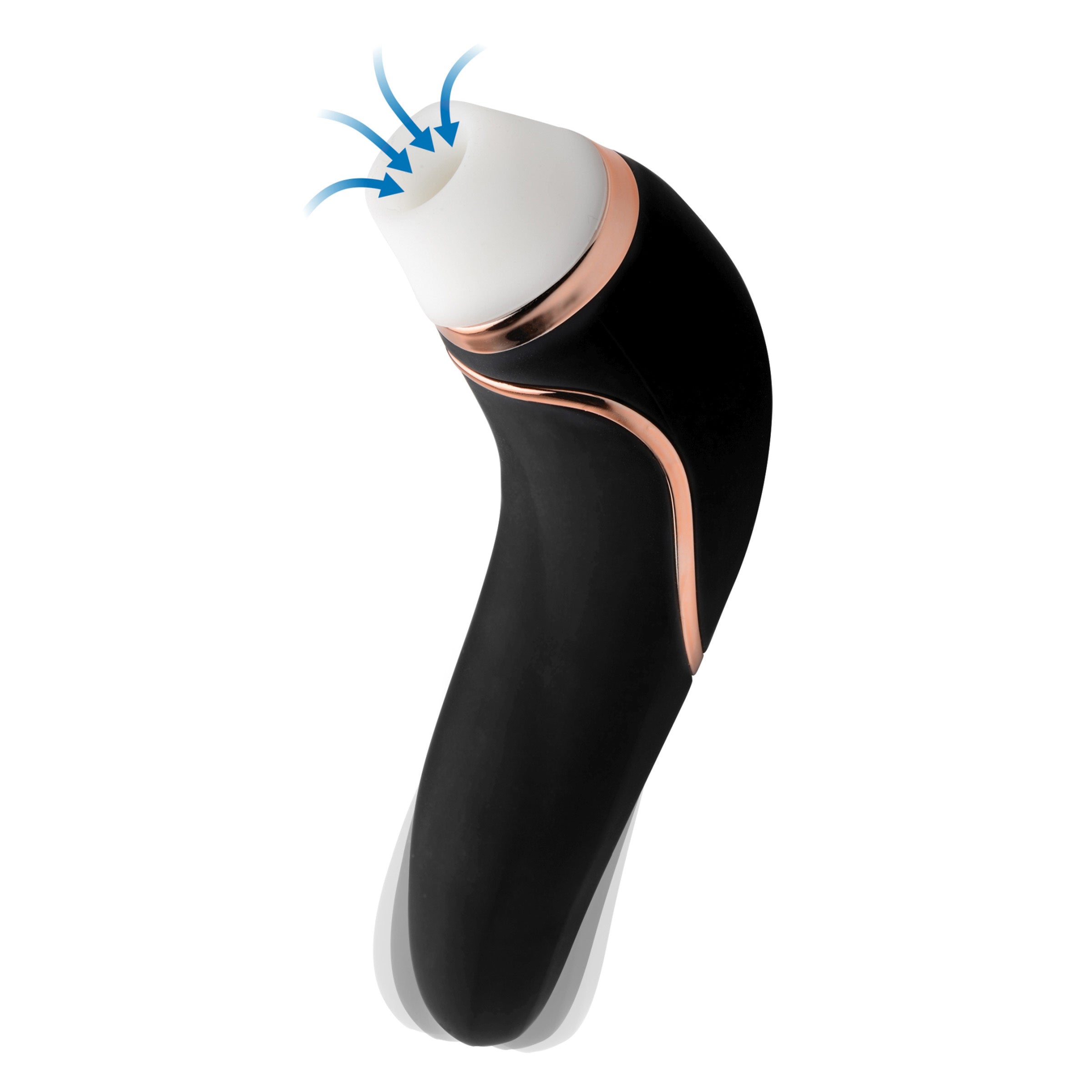 Close-up of the Shegasm Deluxe Clitoral Stimulator and Vibe against a white backdrop