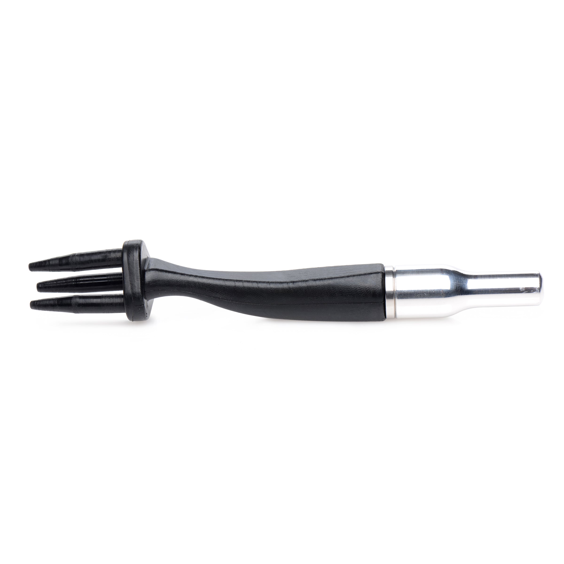 The Extreme Twilight Trident Estim Attachment with a black handle and silver prongs