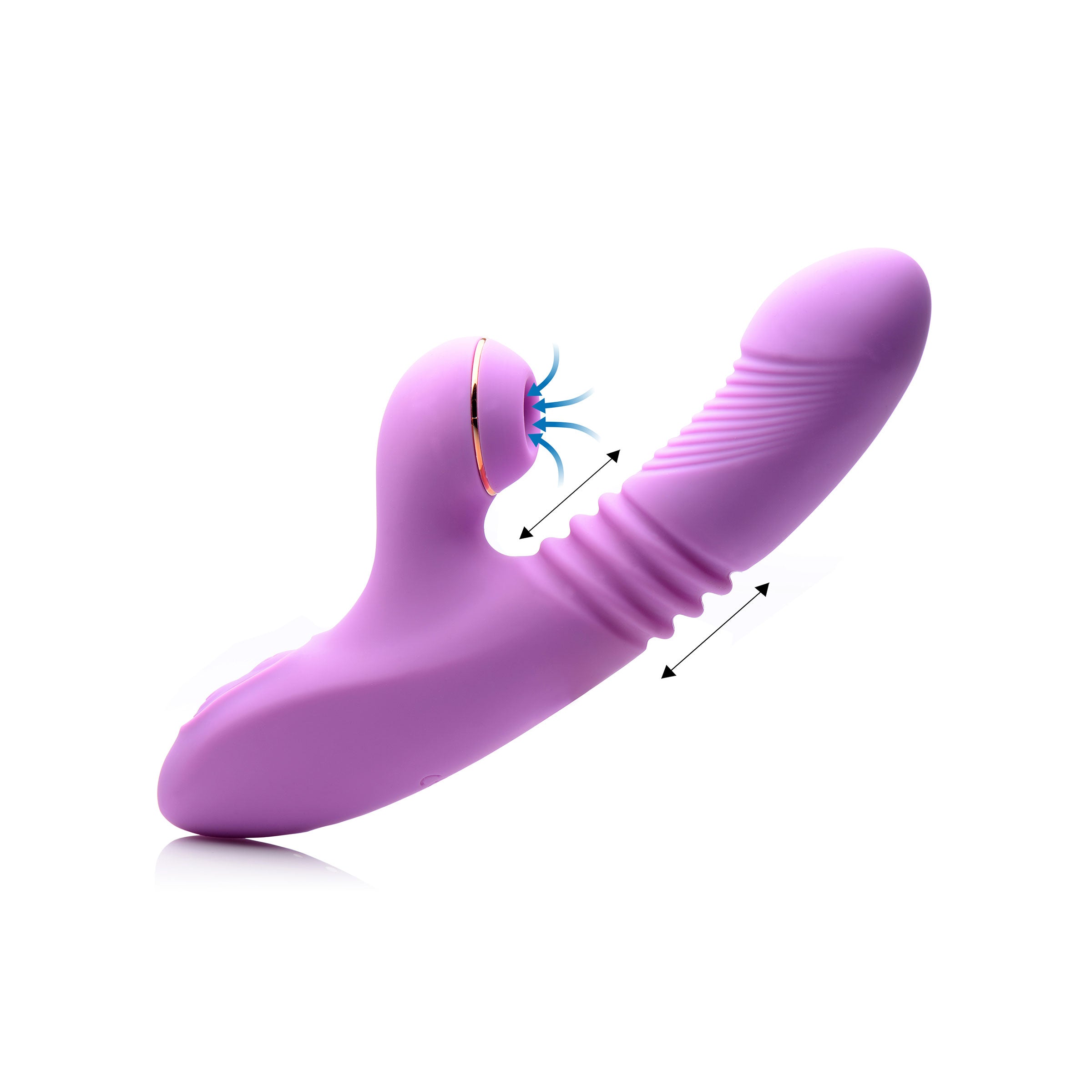 Detail view of the Shegasm Thrusting Suction Rabbit's suction feature