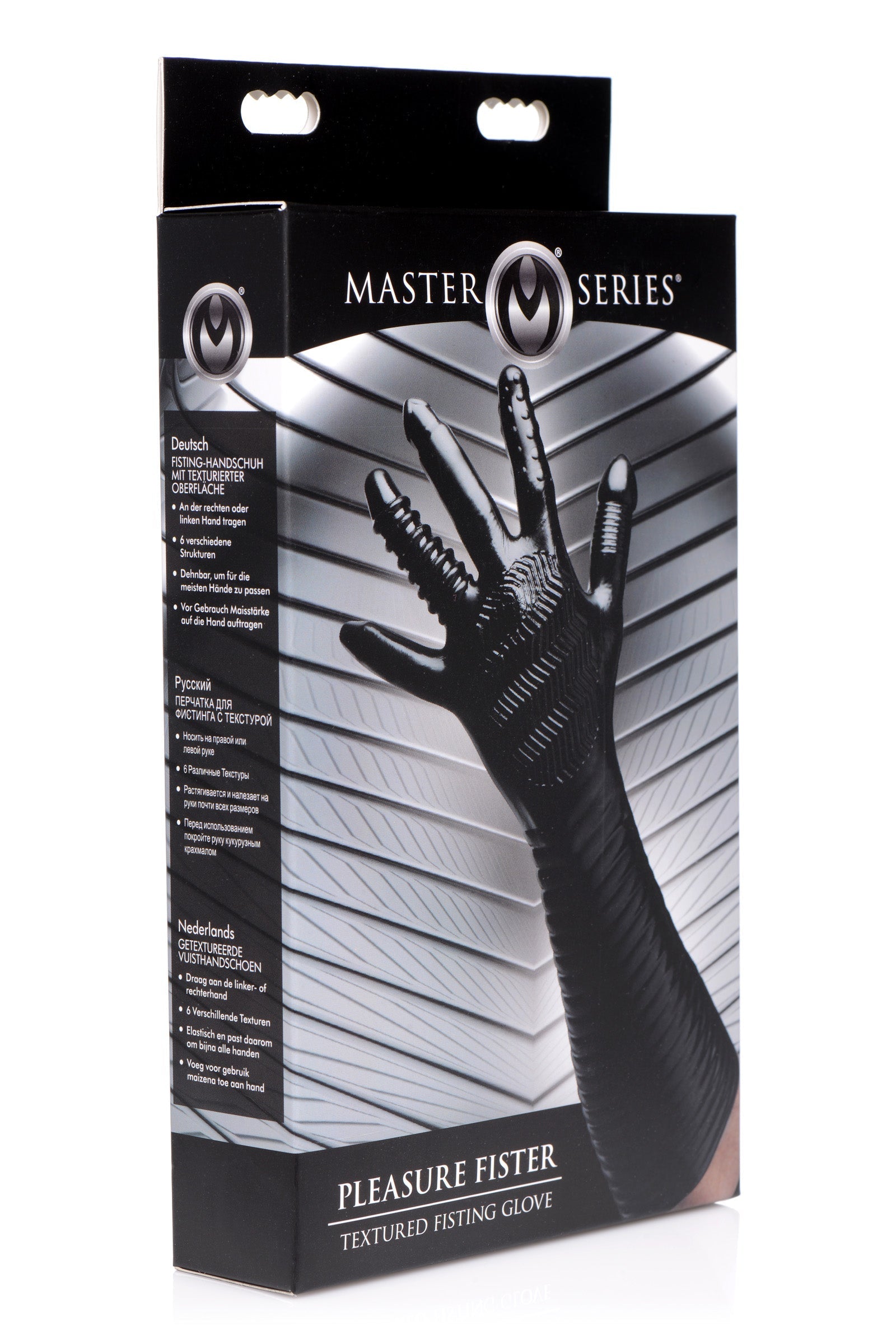 Pleasure Fister Textured Fisting Glove in its packaging