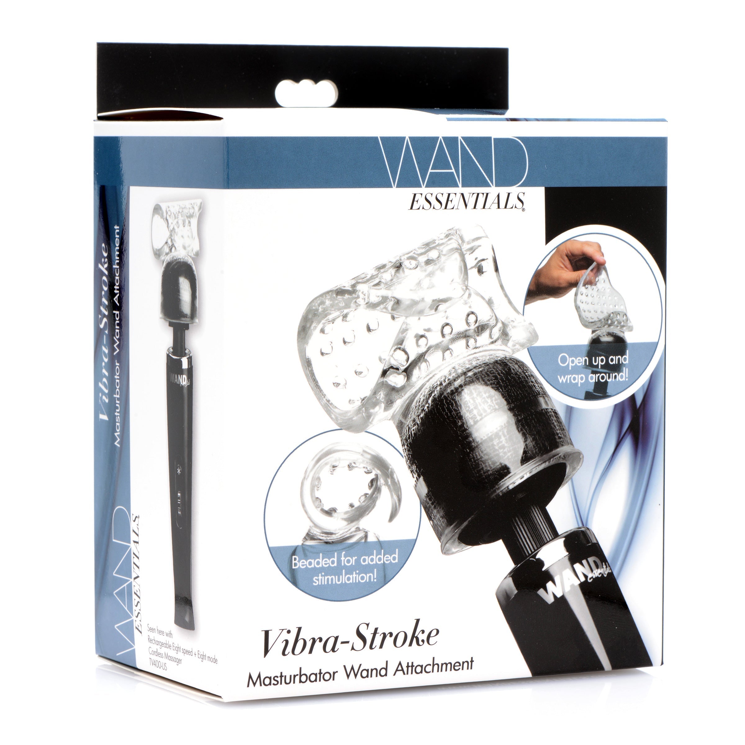 Packaging of the Vibra-stroke Wand Vibrating Masturbator Attachment