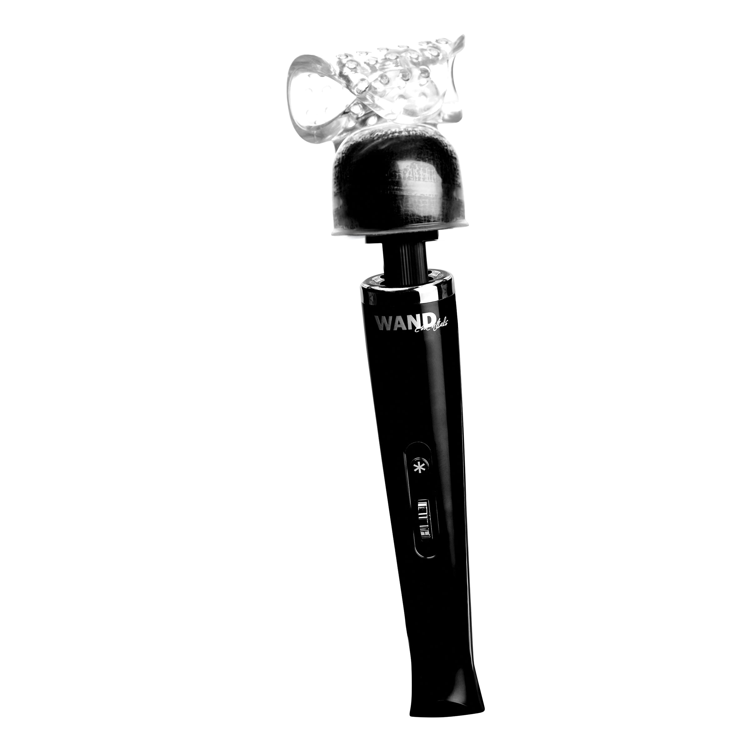 Monochrome image highlighting the sleek design of the Vibra-stroke Masturbator Attachment