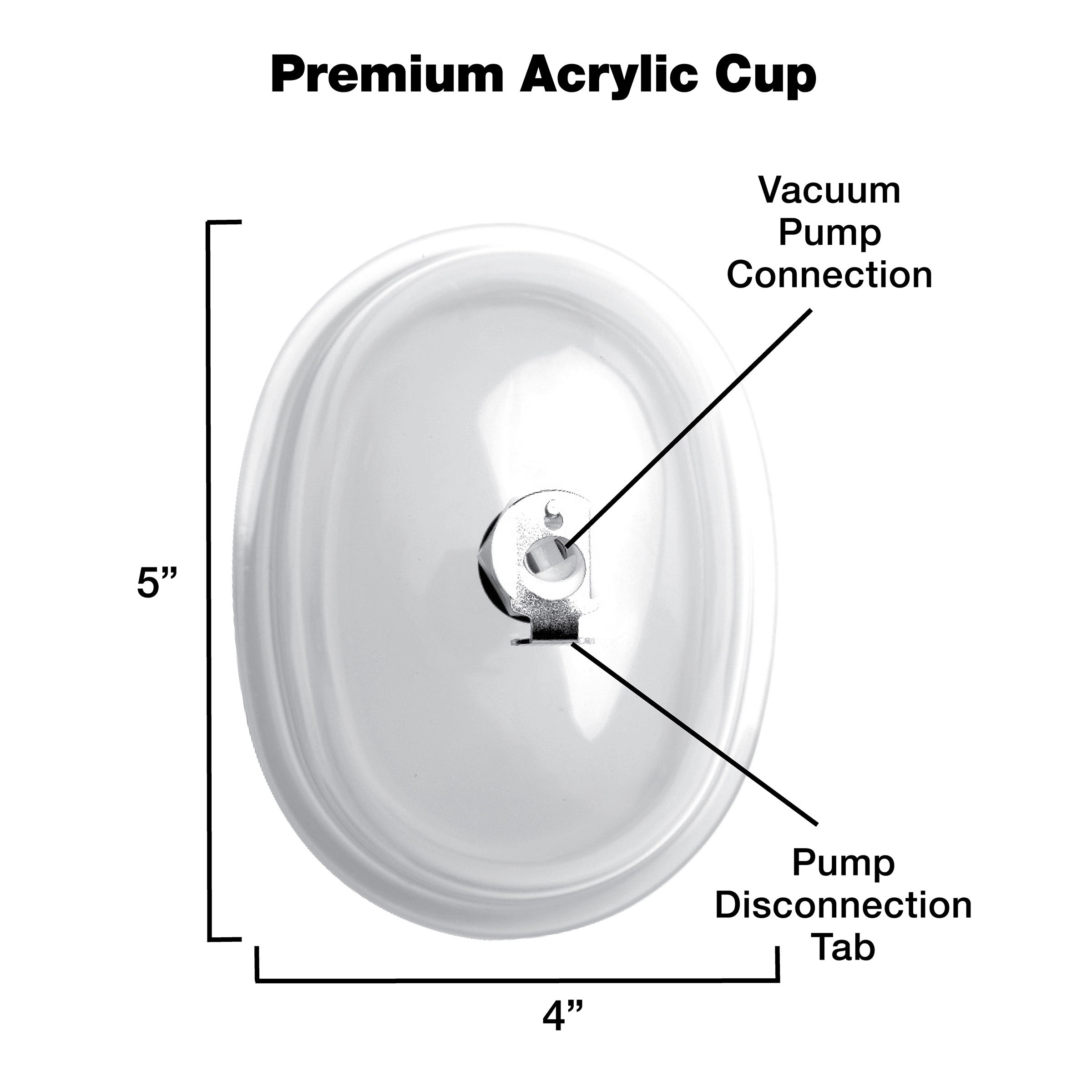 Instructional diagram showing how to connect the Large Vaginal 5 Inch Pumping Cup to a vacuum pump