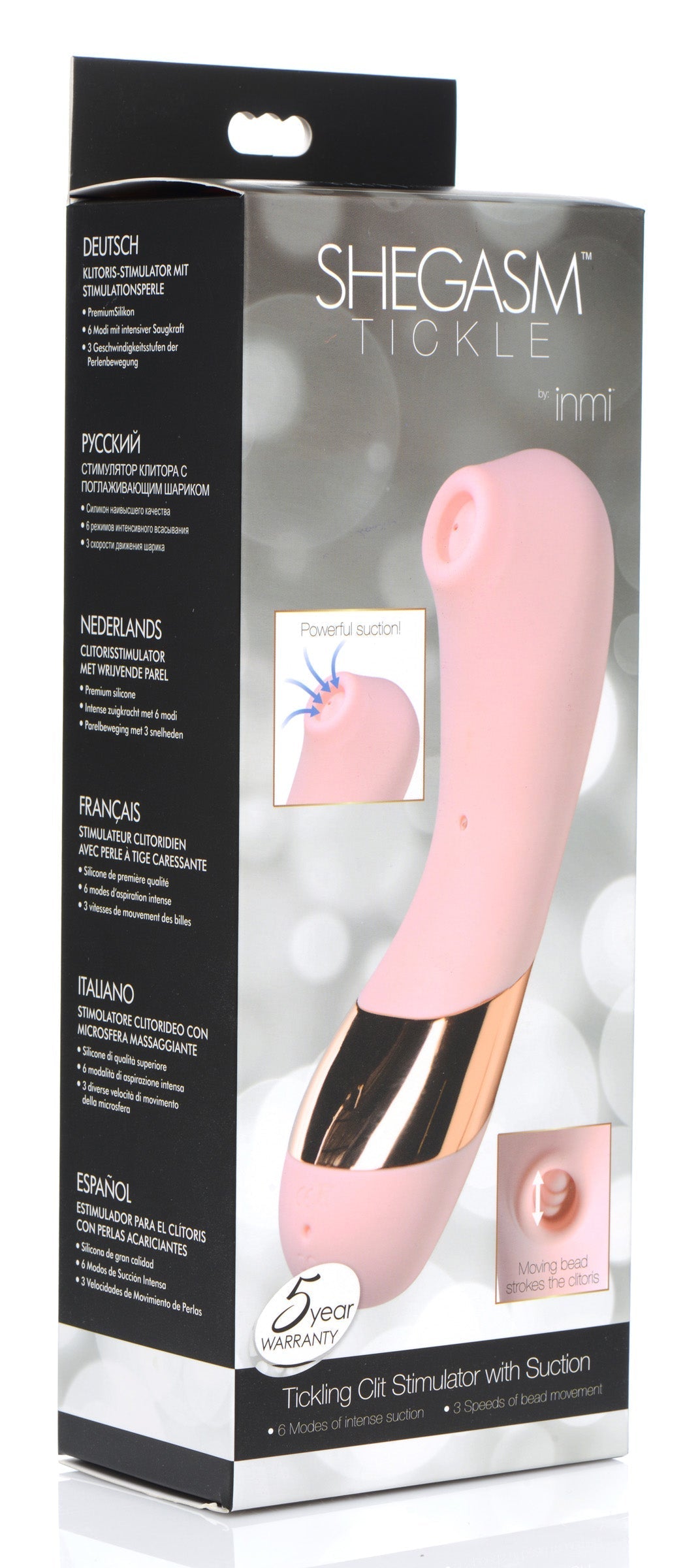 Shegasm Tickle Tickling Stimulator in pink with suction feature