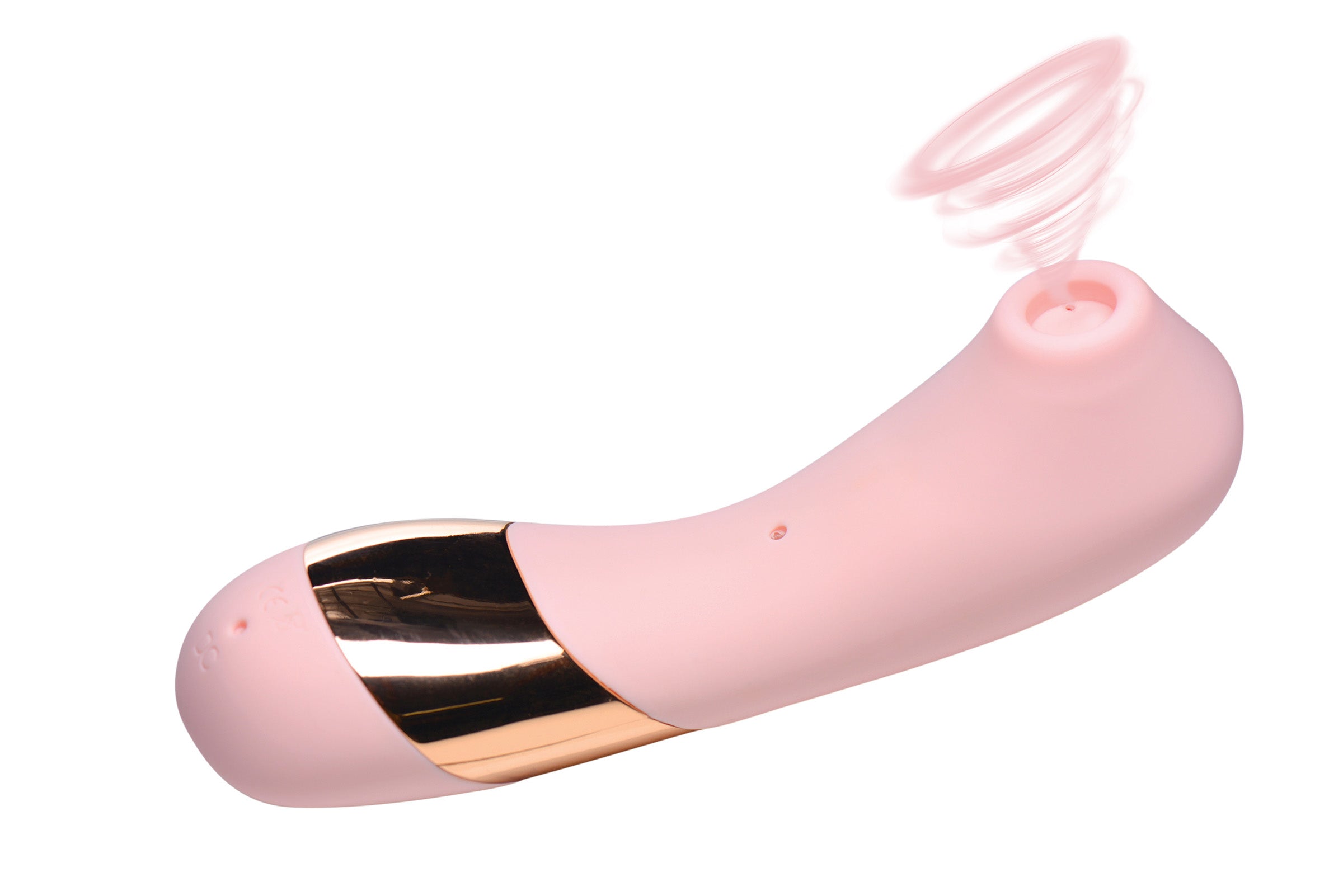 Close-up of the Shegasm Tickle Tickling Stimulator with a decorative gold ring