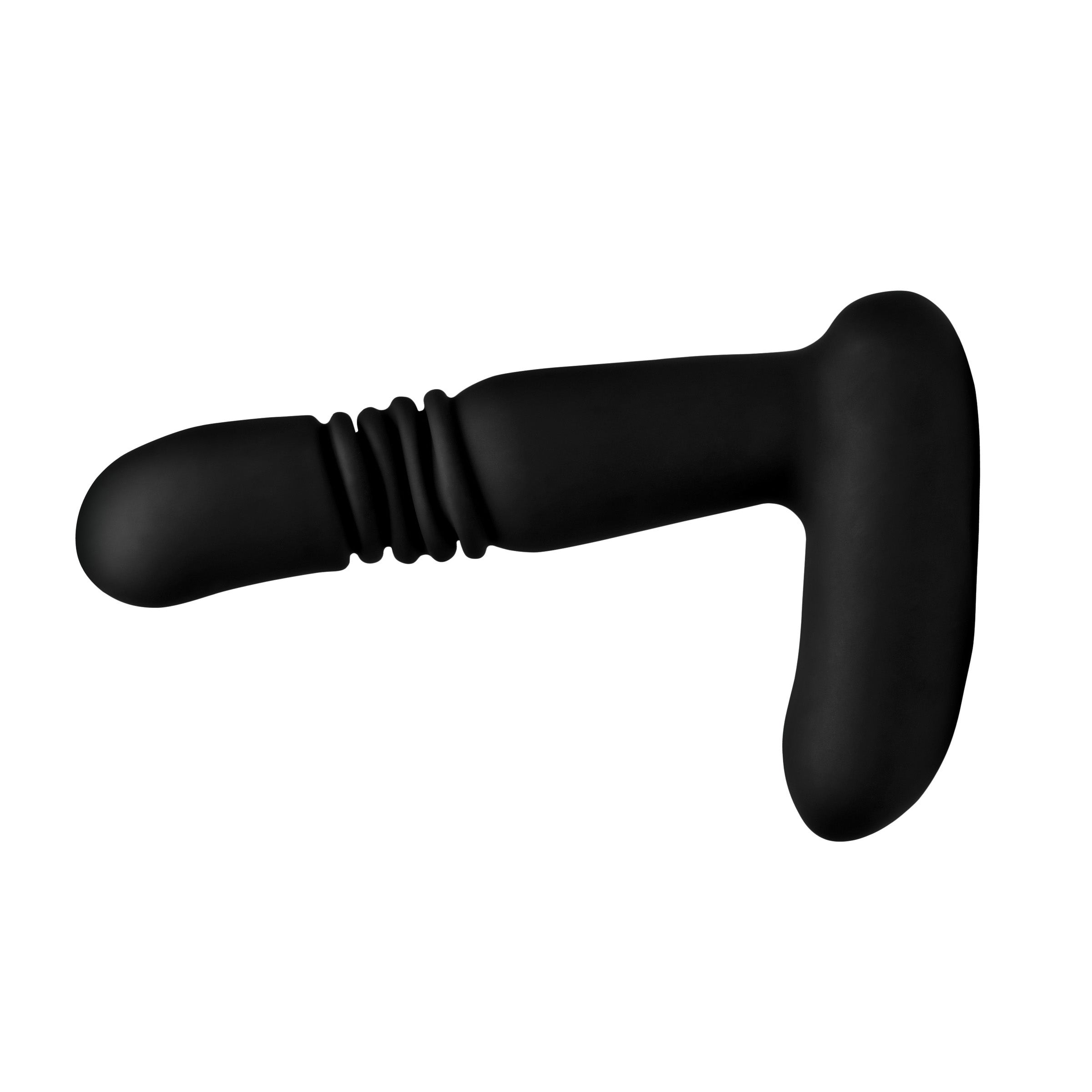 Silicone anal plug with a thrusting handle feature