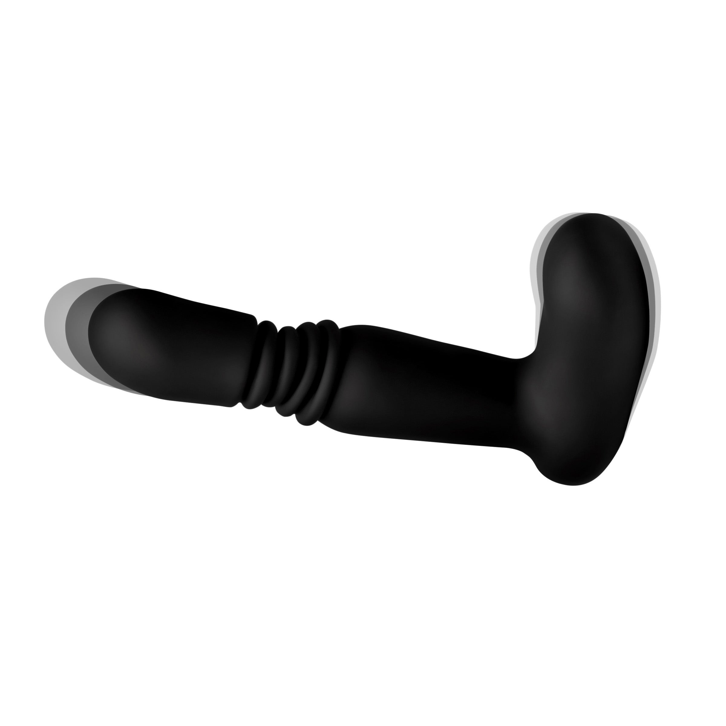 Silicone thrusting anal plug with a flared base for safe use