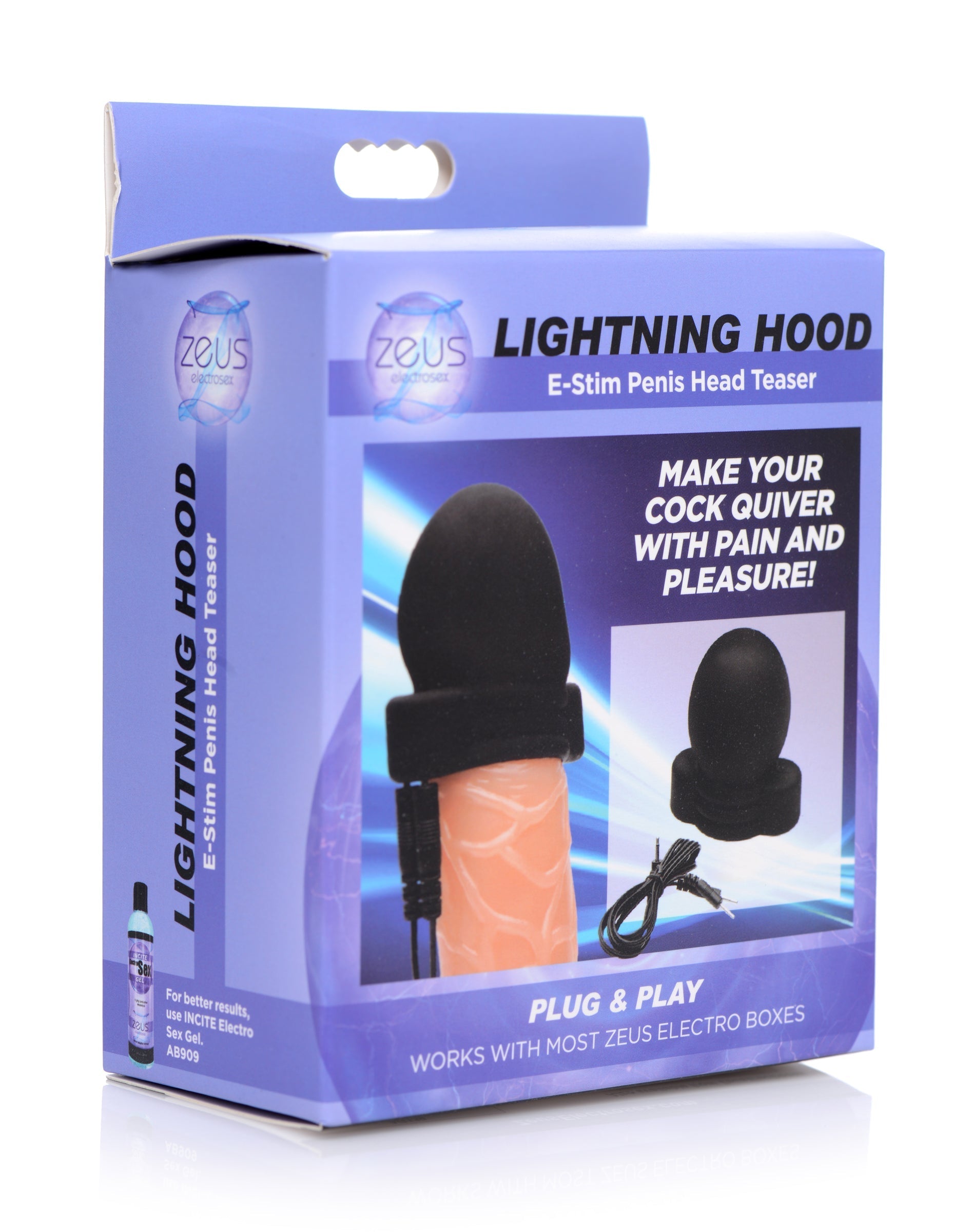 Lightning Hood E-stim Penis Head Teaser in its original packaging