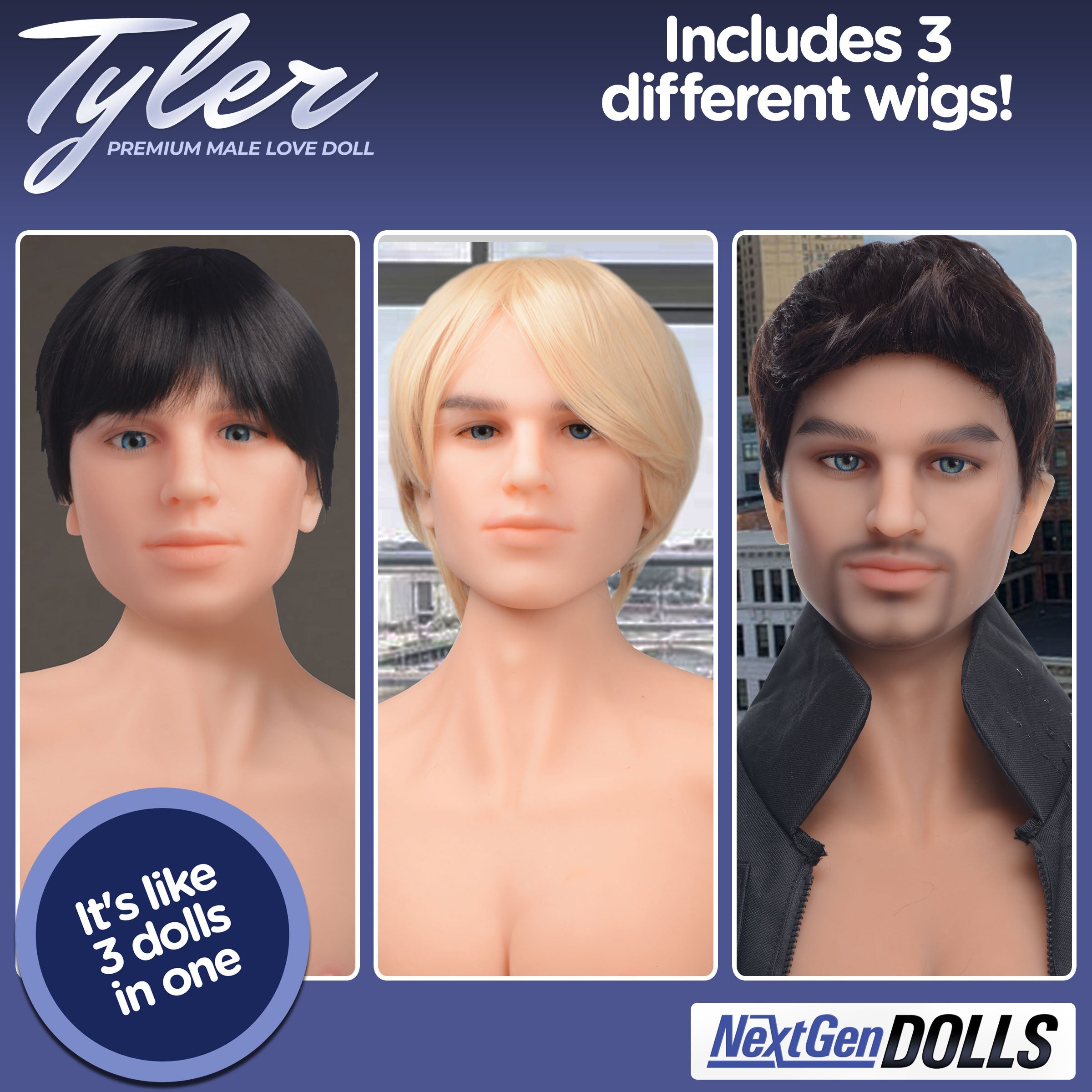 Tyler love doll featuring a selection of three wigs