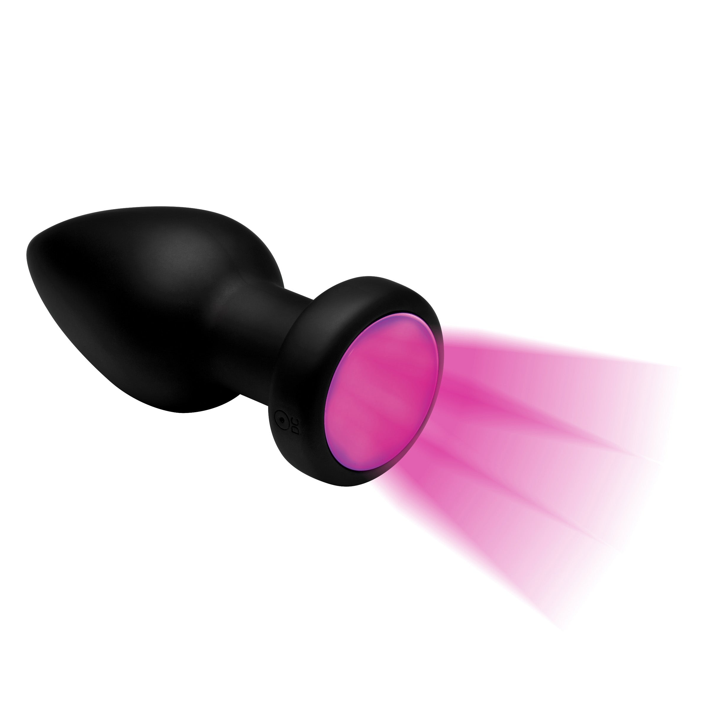 Black and pink anal vibrator with an integrated light feature