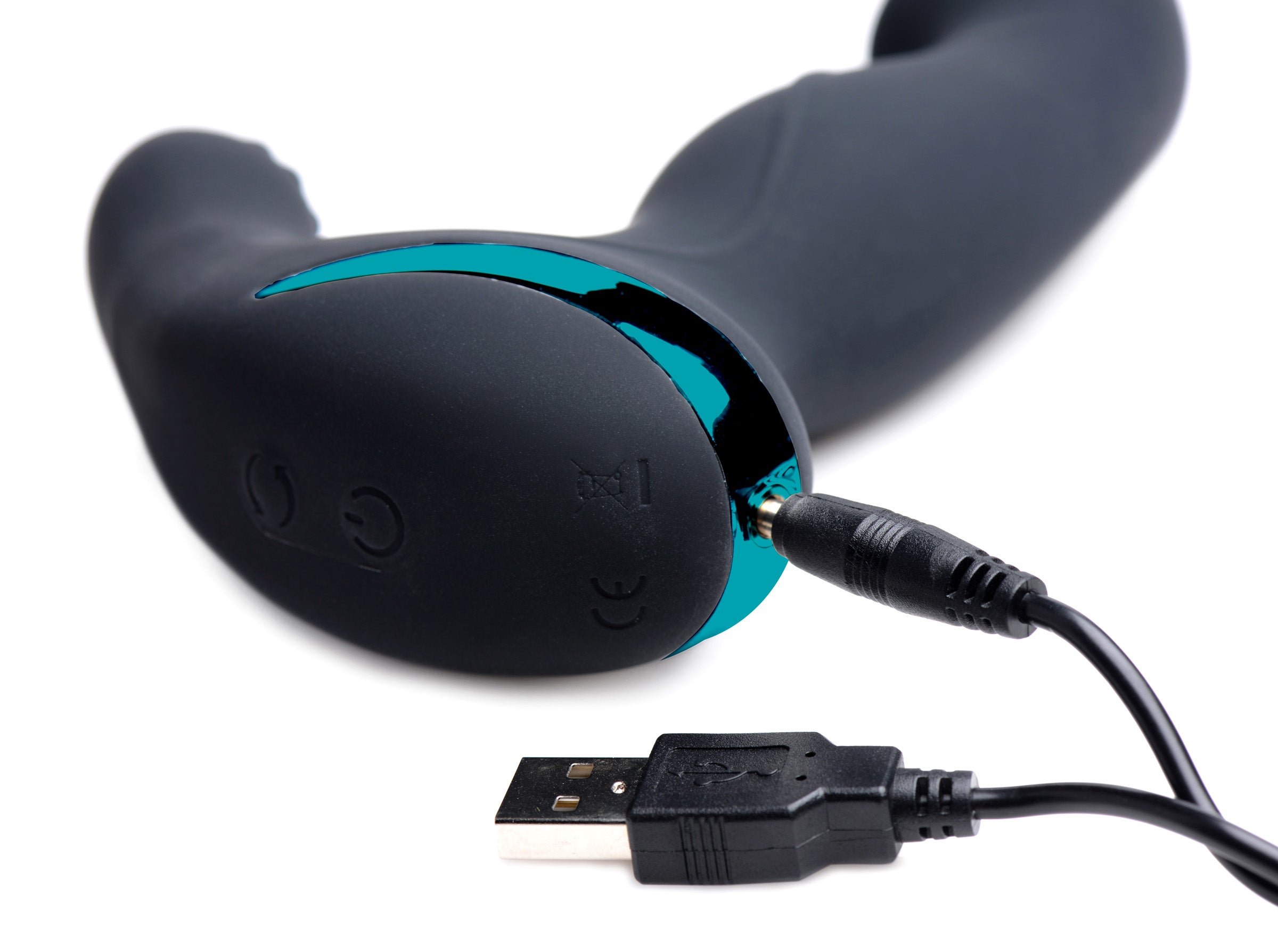 The Mega Maverick 10x Prostate Stimulator with a USB charging cable