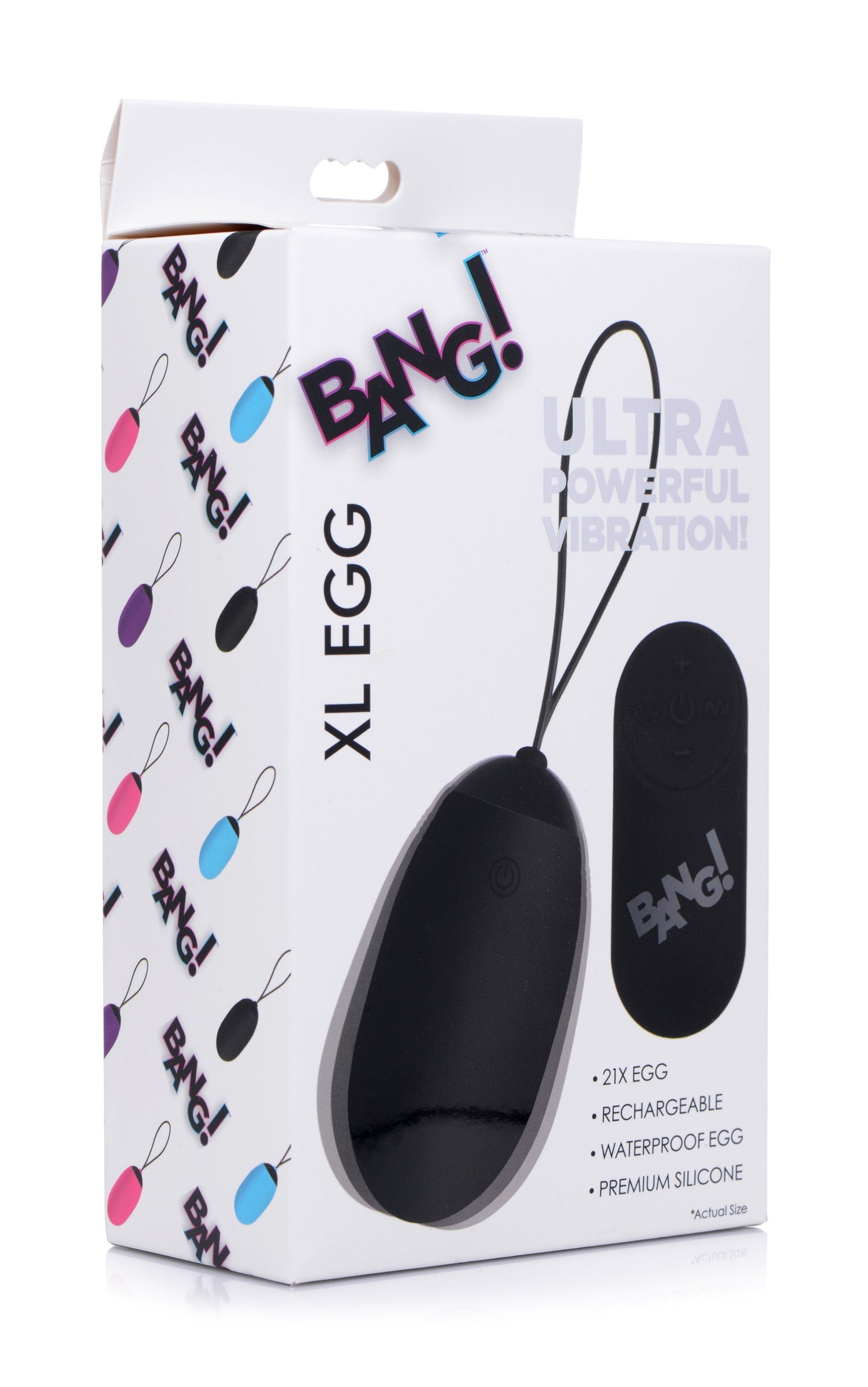 Detailed view of the XL Silicone Vibrating Egg with its sleek black design