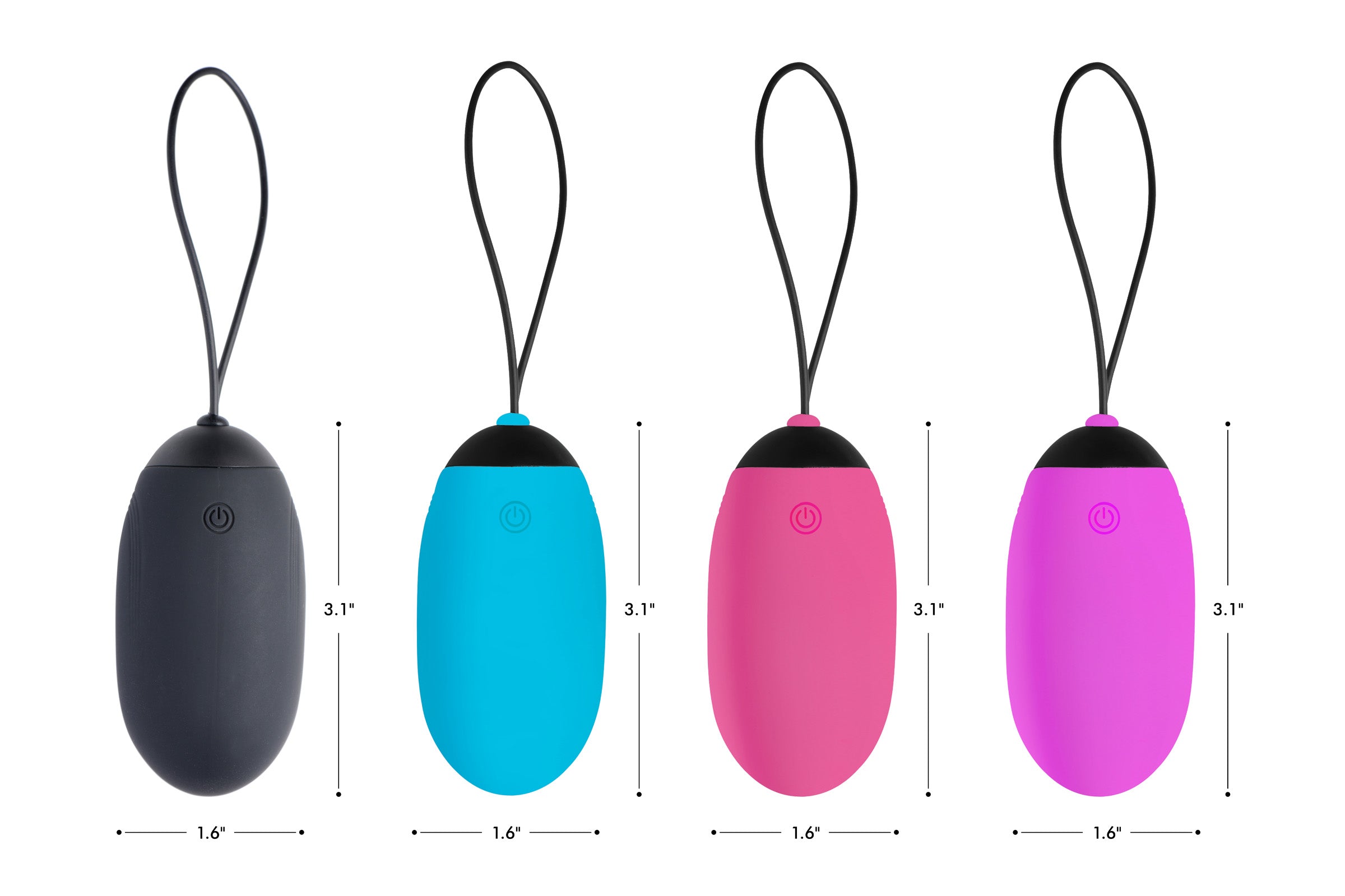 Assortment of XL Silicone Vibrating Eggs in four colors