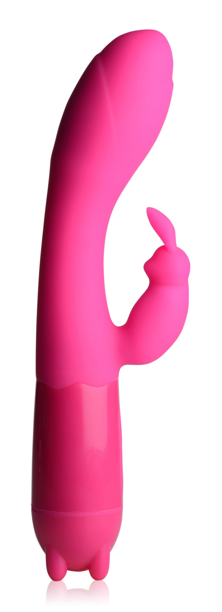 Silicone rabbit-style vibrator in pink with extended ears