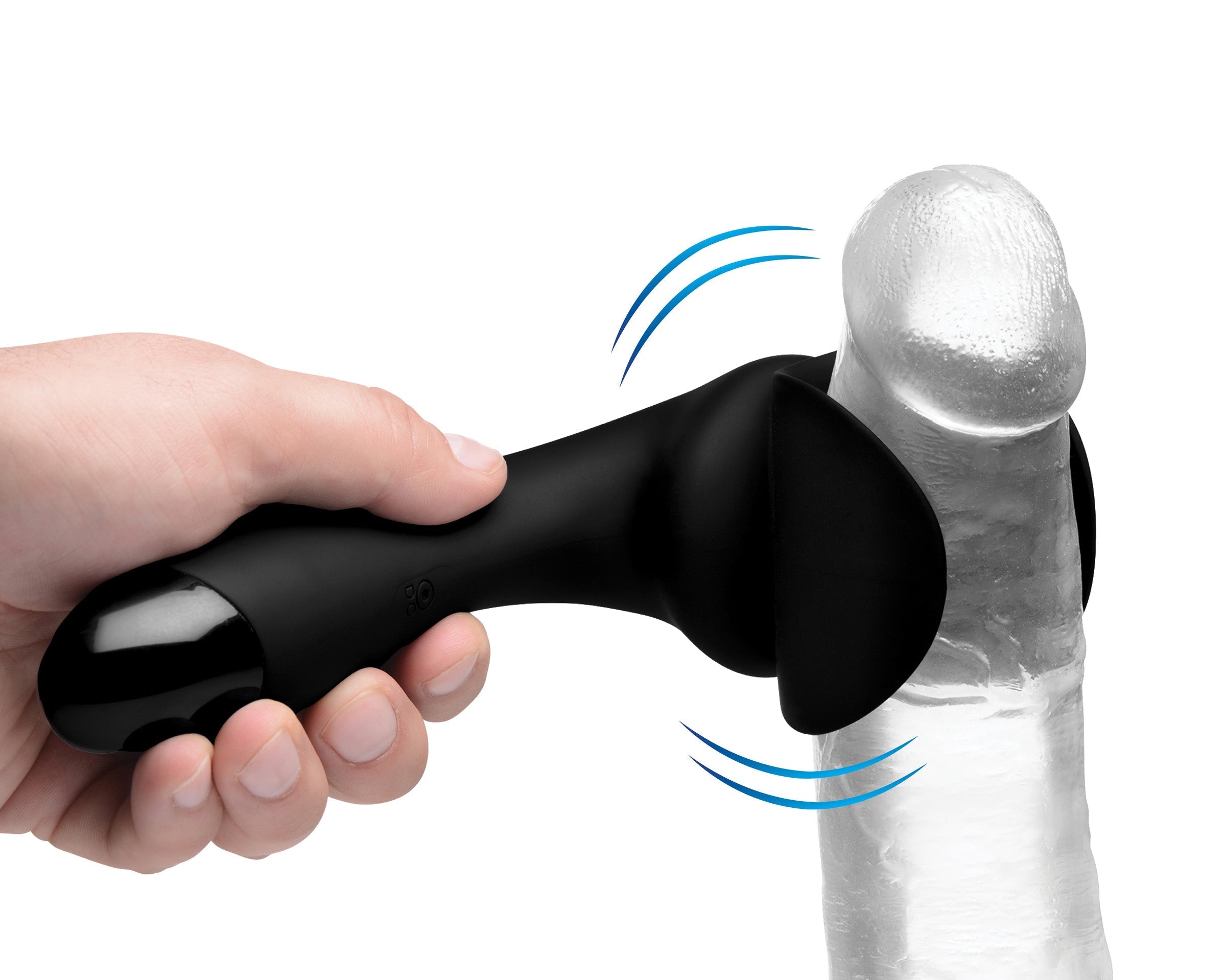 Person holding the 10x Solo Stroke Penis Teaser Wand with ergonomic handle