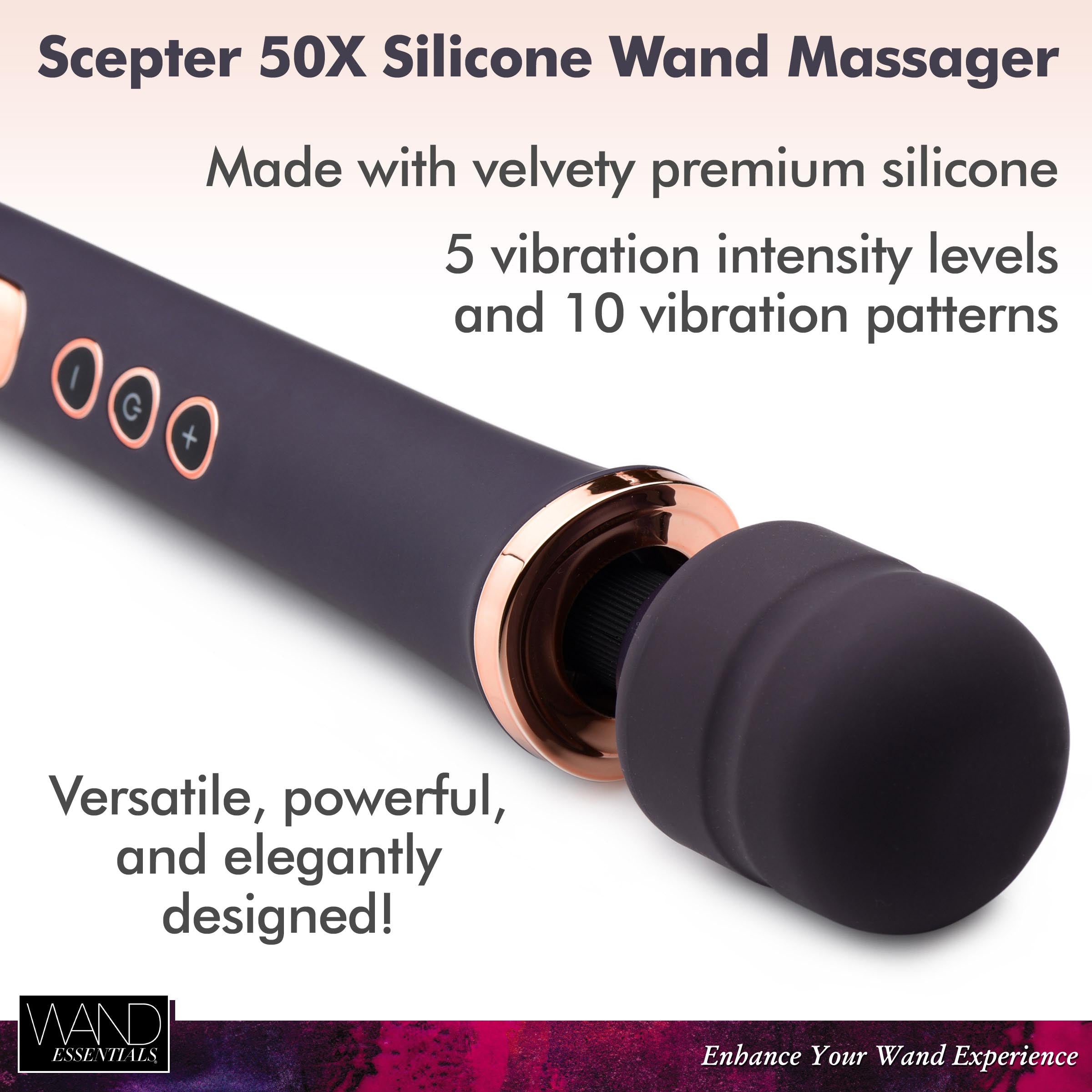 Detailed image of the Scepter 50x Silicone Wand Massager showcasing its design and features