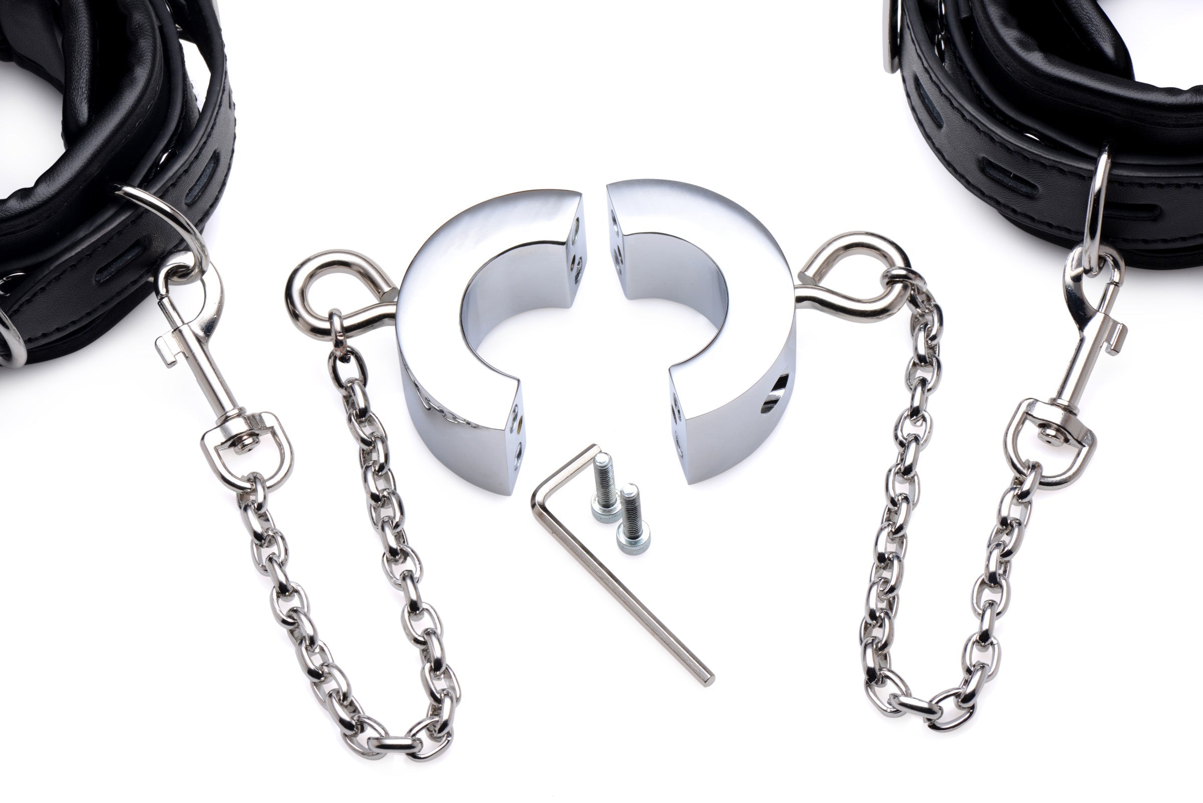 Hells Tether Ball Stretcher Humbler with leather straps and metal chain detail