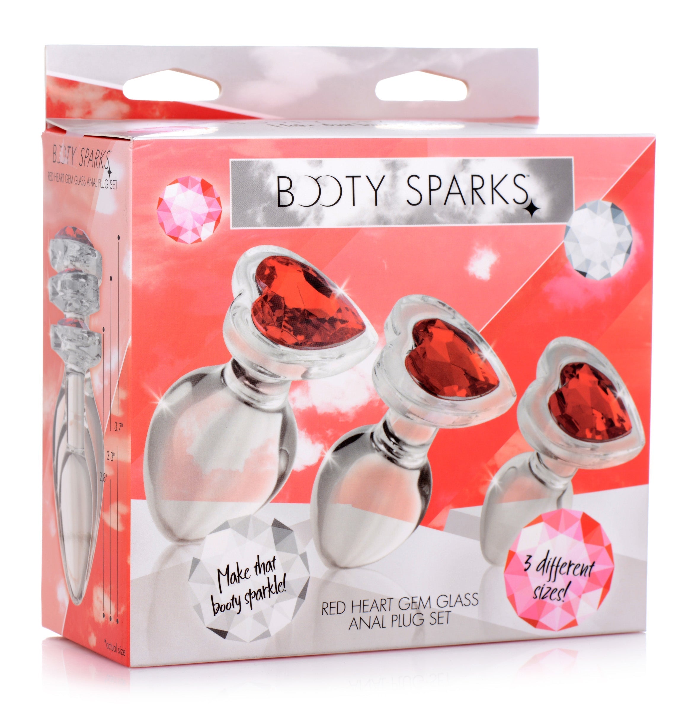 Red heart gem glass anal plug product from Body Sparks collection