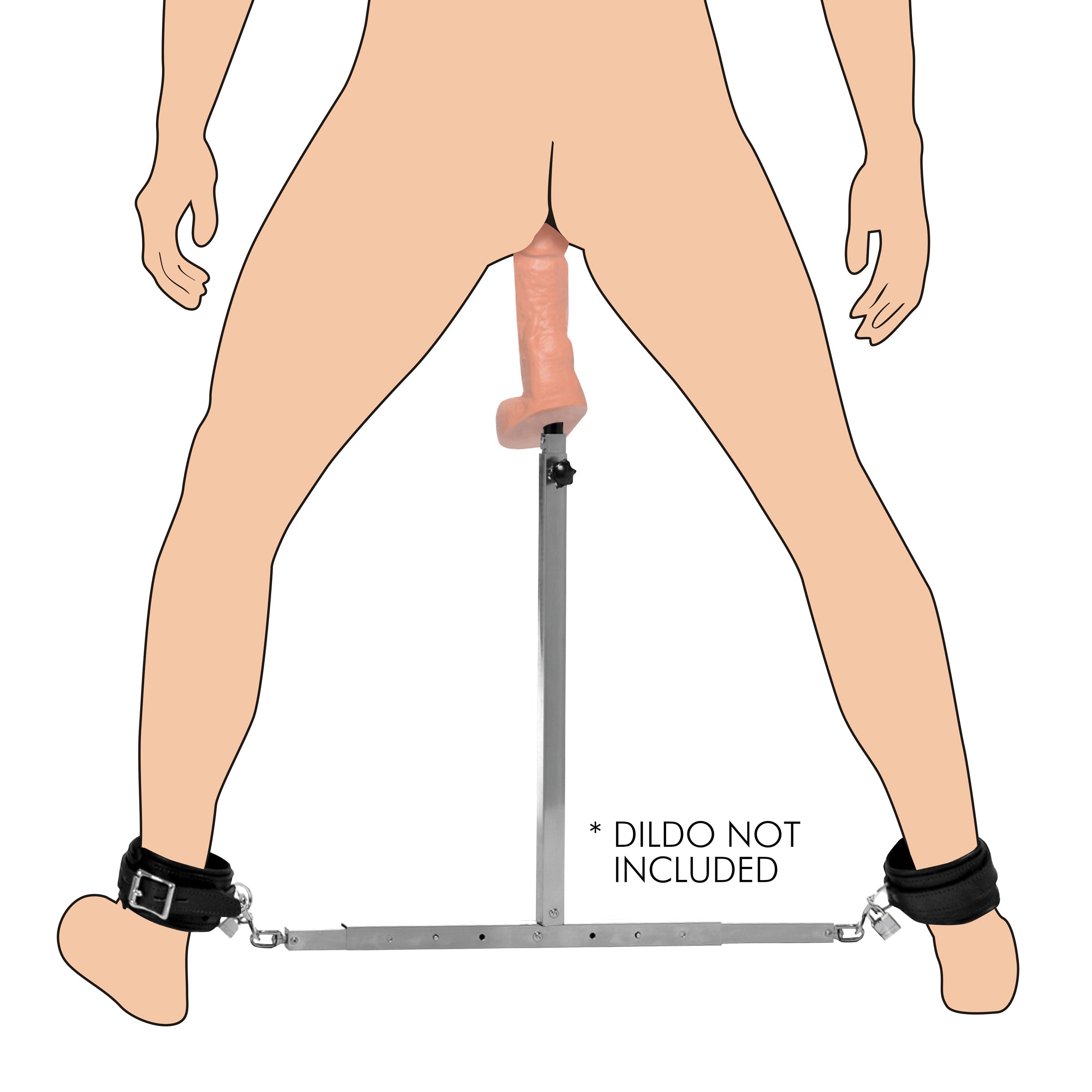 Illustrative diagram showing the positioning of legs and feet with the squat anal impaler's strap