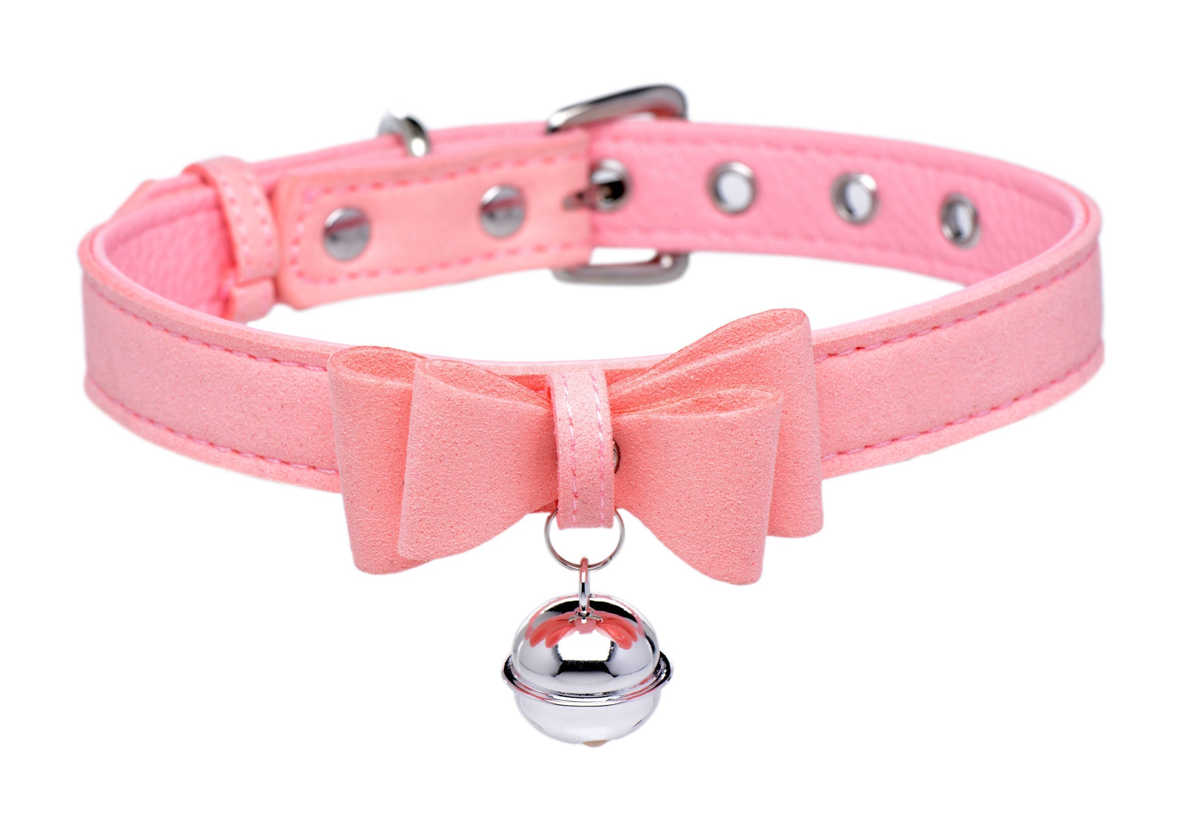 Pink cat collar with a silver bell designed for cats, named Sugar Kitty