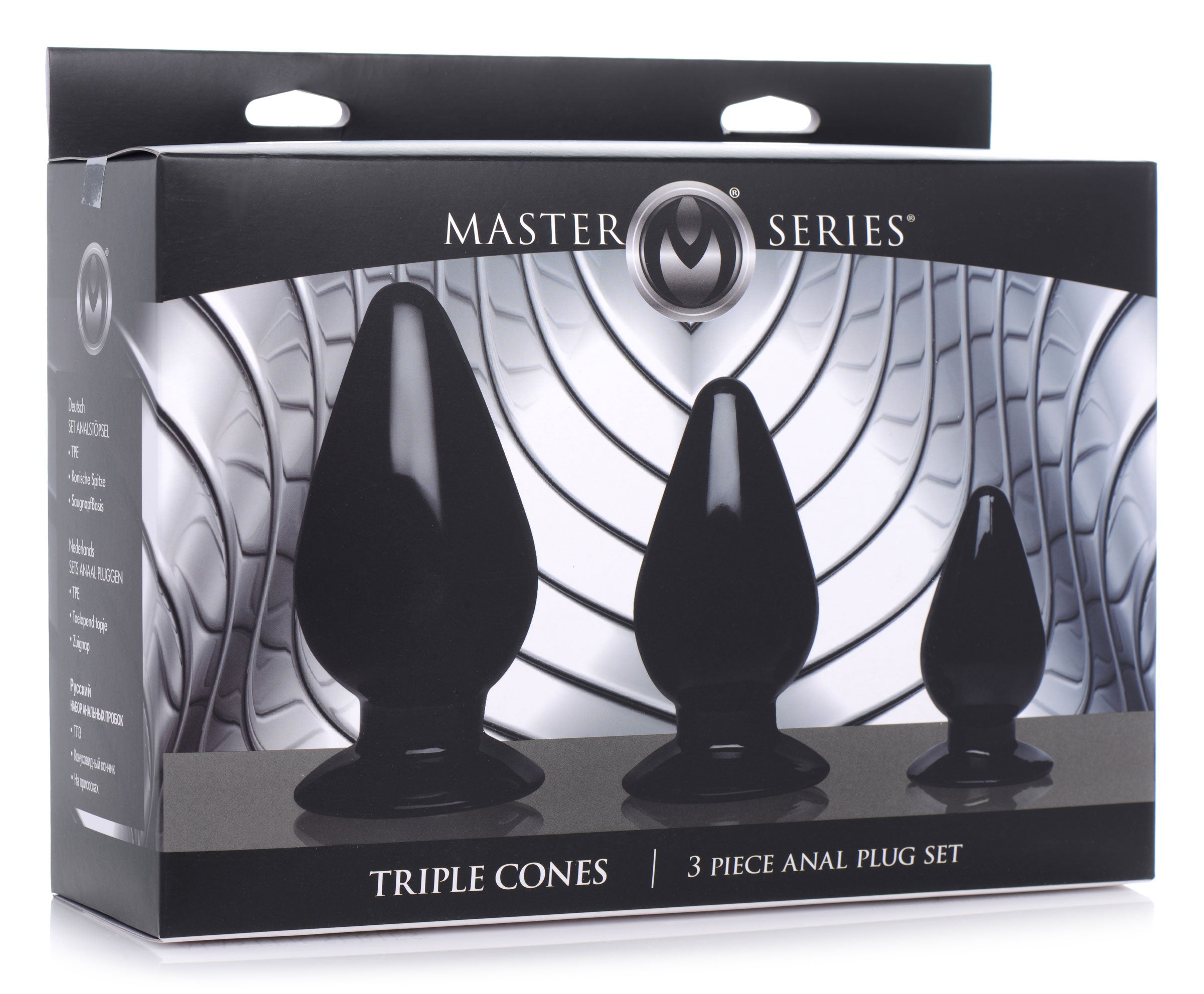 Triple Cones 3 Piece Anal Plug Set packaging