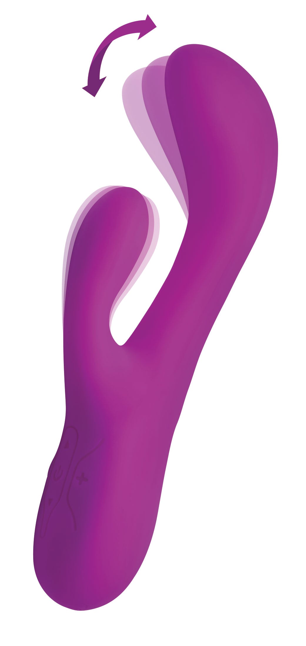 Close-up of the purple silicone rabbit vibrator's head