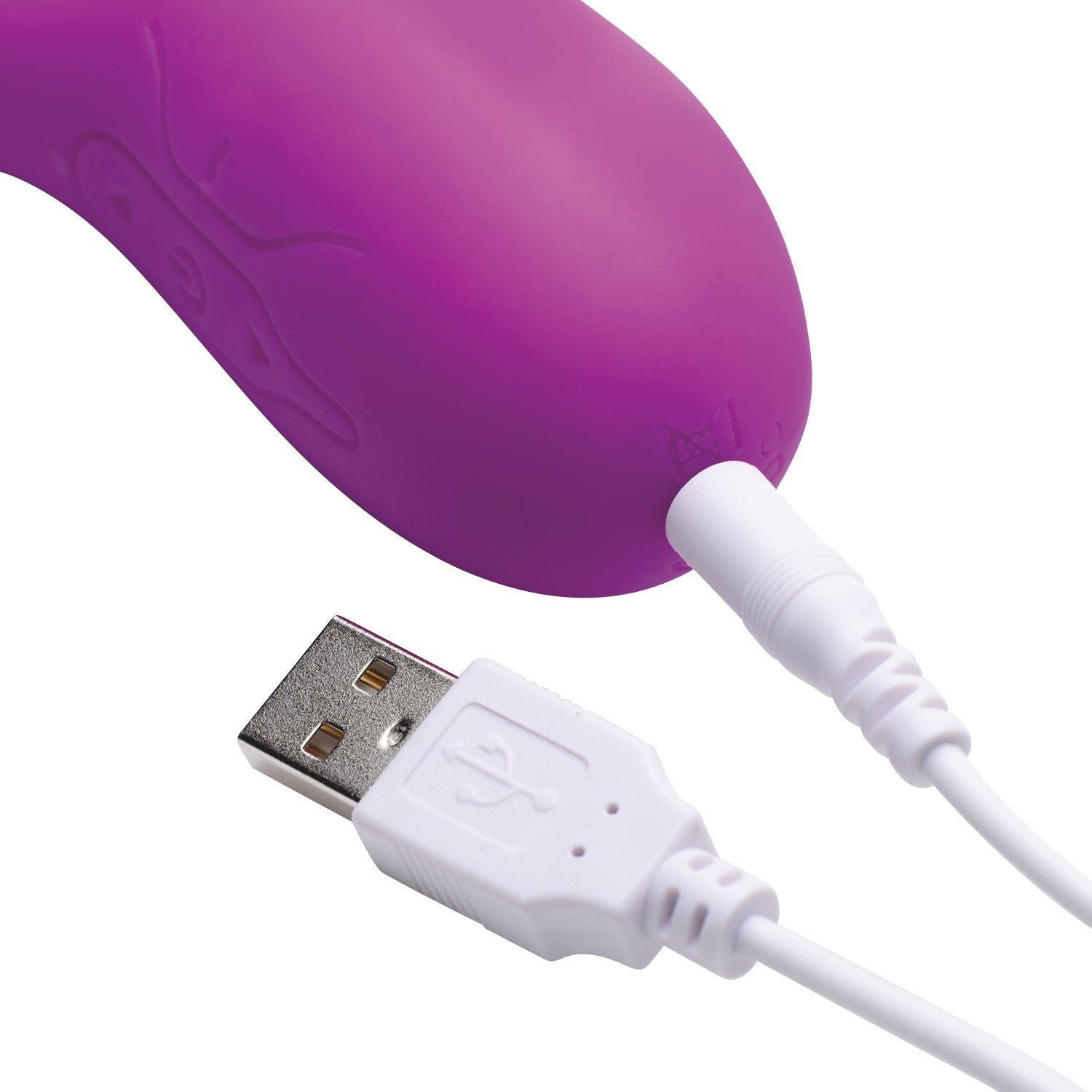 Silicone rabbit vibrator with a charging USB cable attached