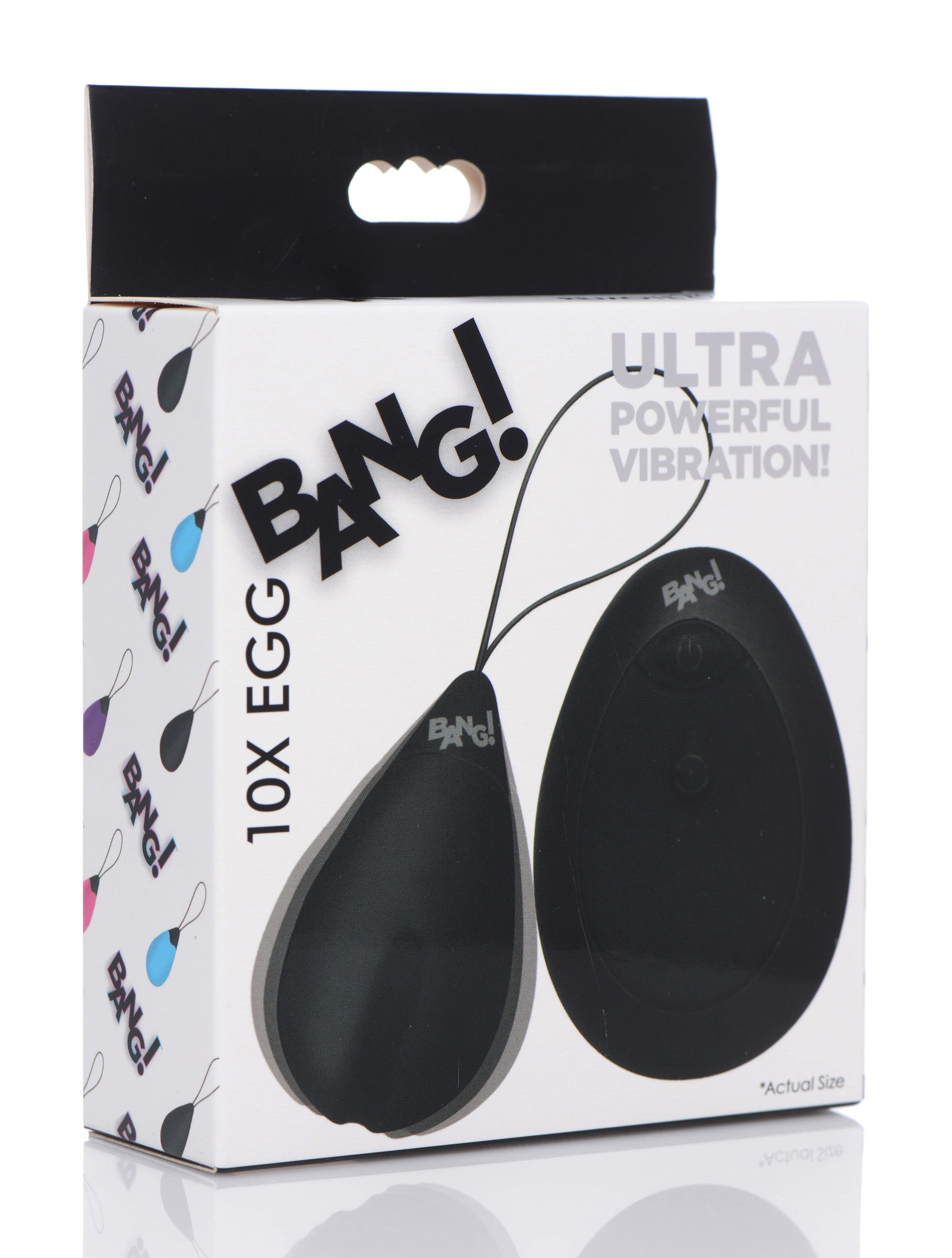 A black silicone vibrating egg with 'Ultra Powerful' text on it