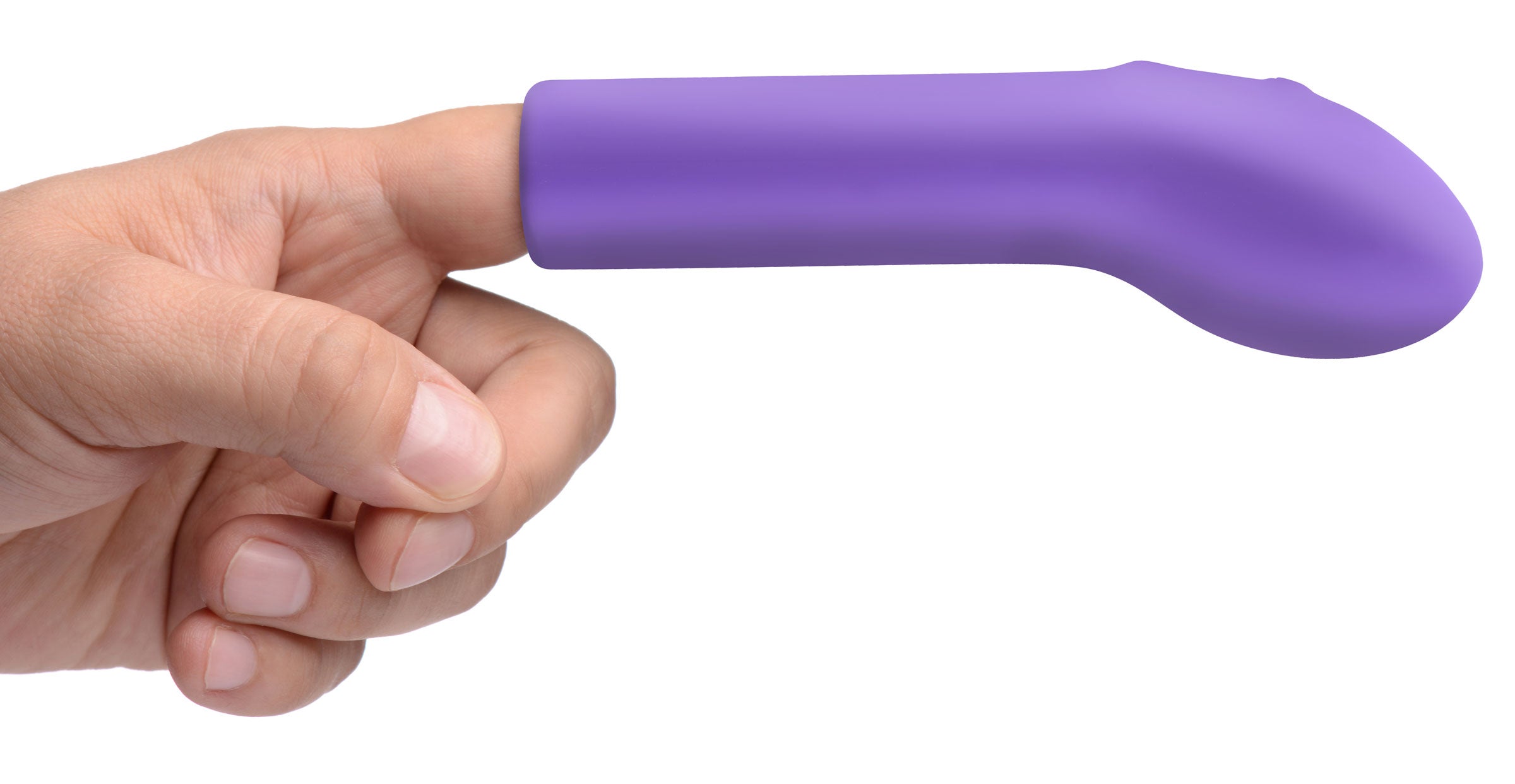 Person holding the Finger It 10x Silicone G-spot Pleaser