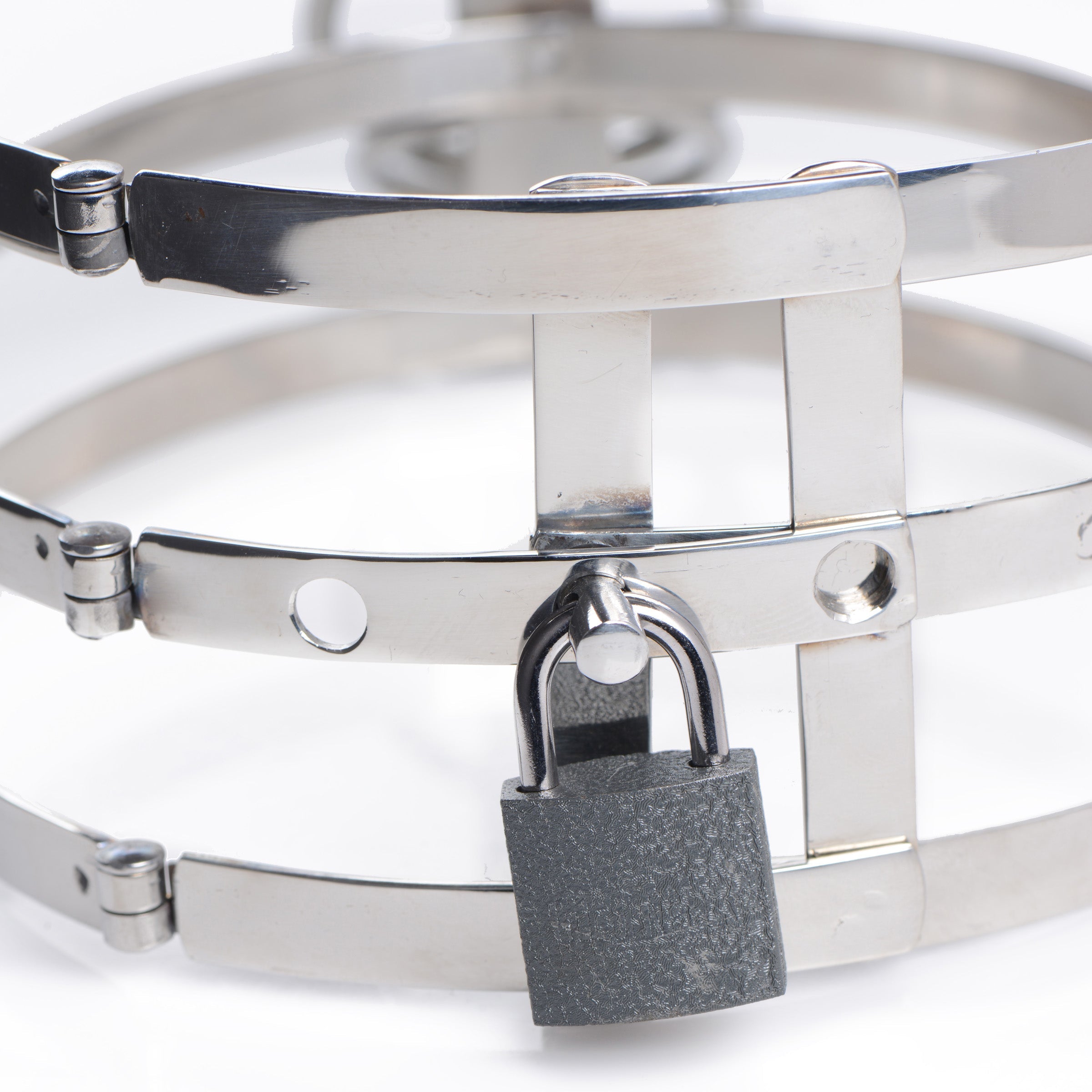 Close-up of the Trinity Stainless Steel Collar showcasing its locking mechanism