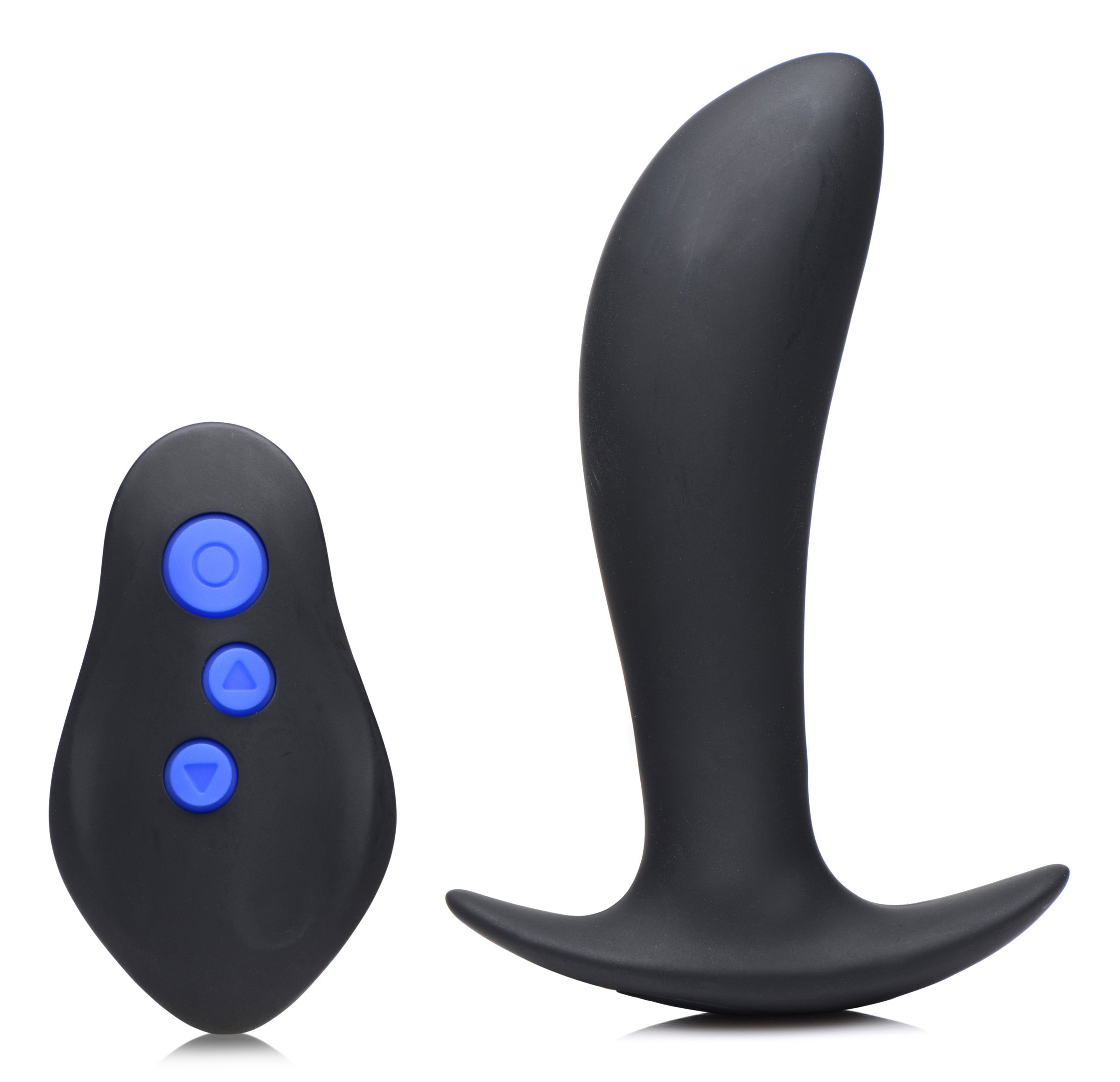 64x Pro-shocker prostate plug displayed alongside its wireless remote control