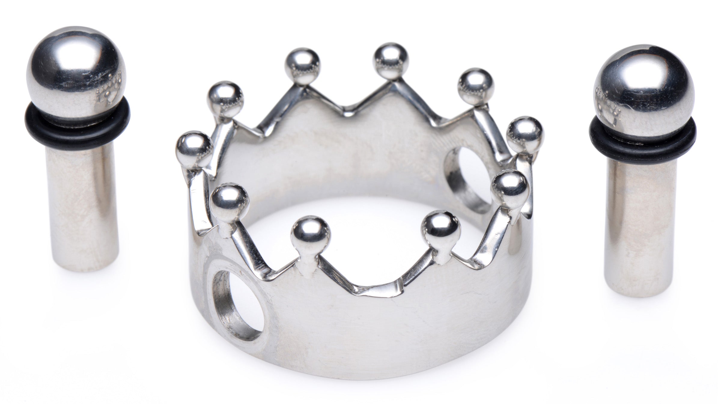 Elegant silver Crowned Magnetic Nipple Clamps with spherical accents