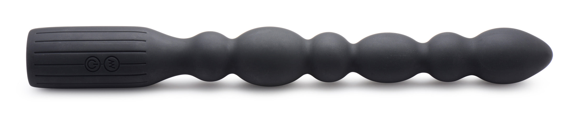 Silicone Viper Anal Beads with Dual Motor Vibrator in Black