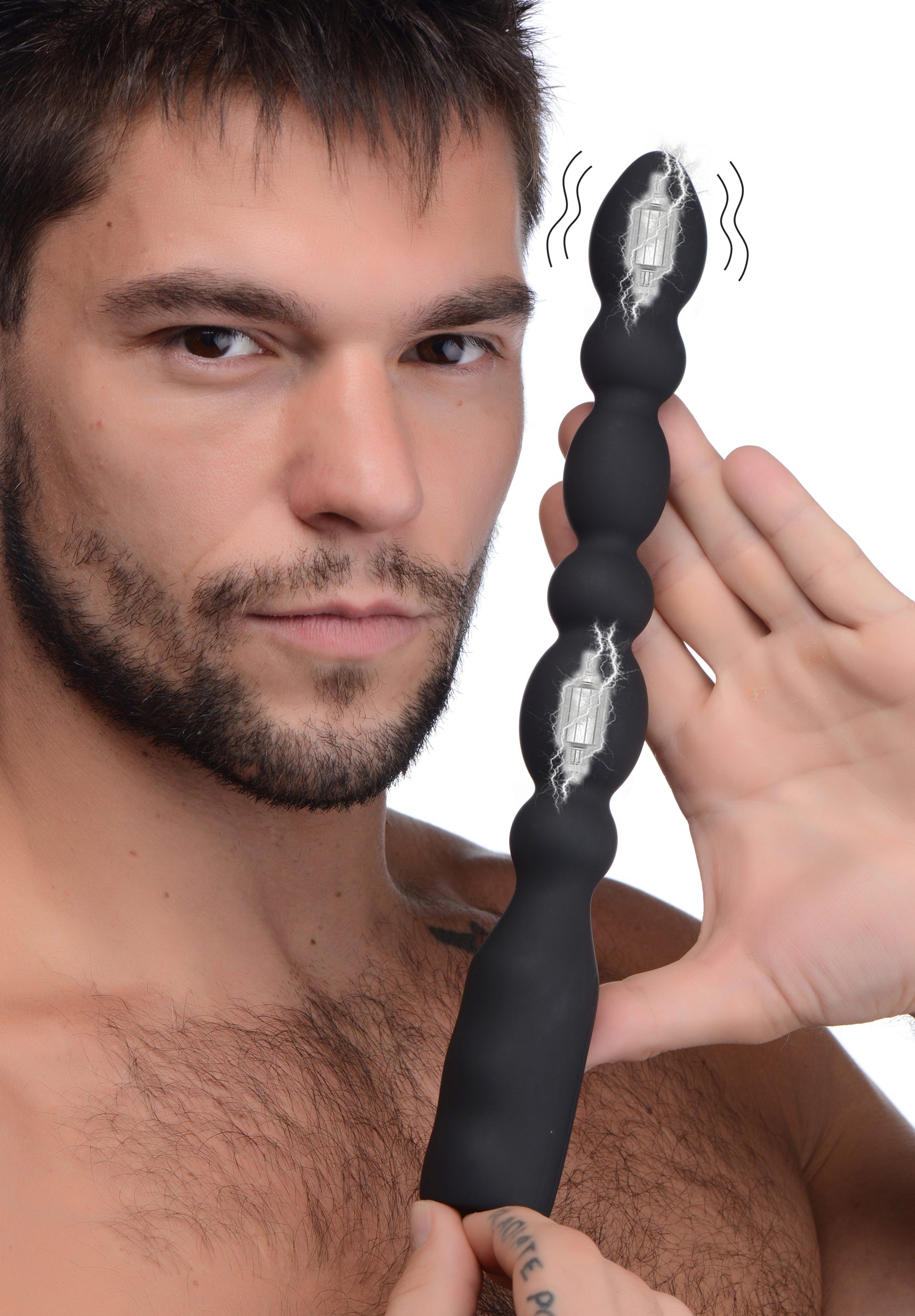 Man Demonstrating the Viper Silicone Dual Motor Anal Vibrator