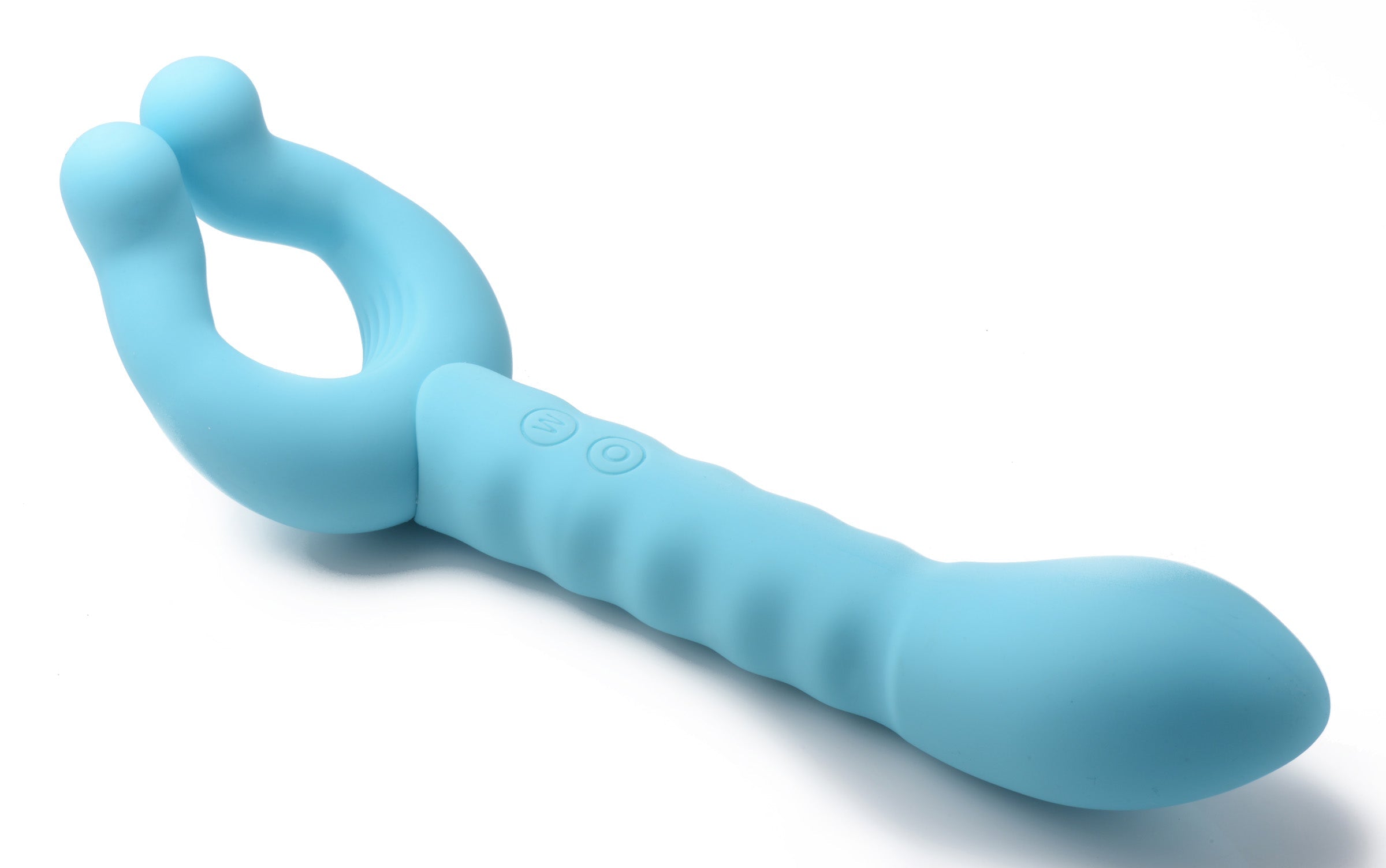 Close-up of the Yass! Vibe Dual-ended Silicone Vibrator with ergonomic handle