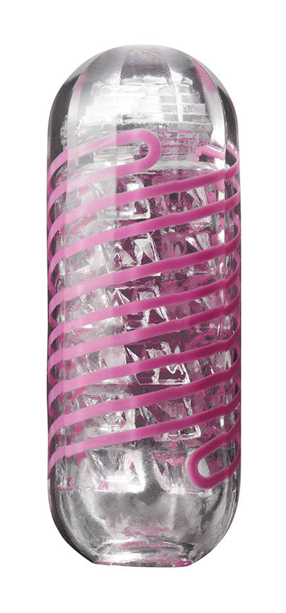 Tenga Spinner 06 Brick Stroker with a transparent and pink spiral design