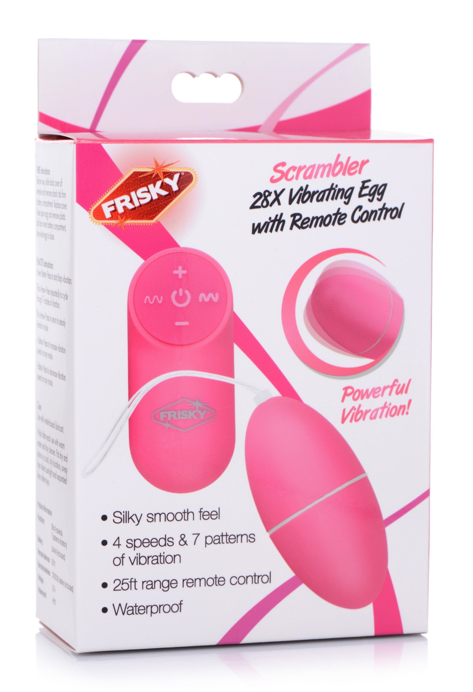 Packaging of the Scrambler vibrating egg in pink