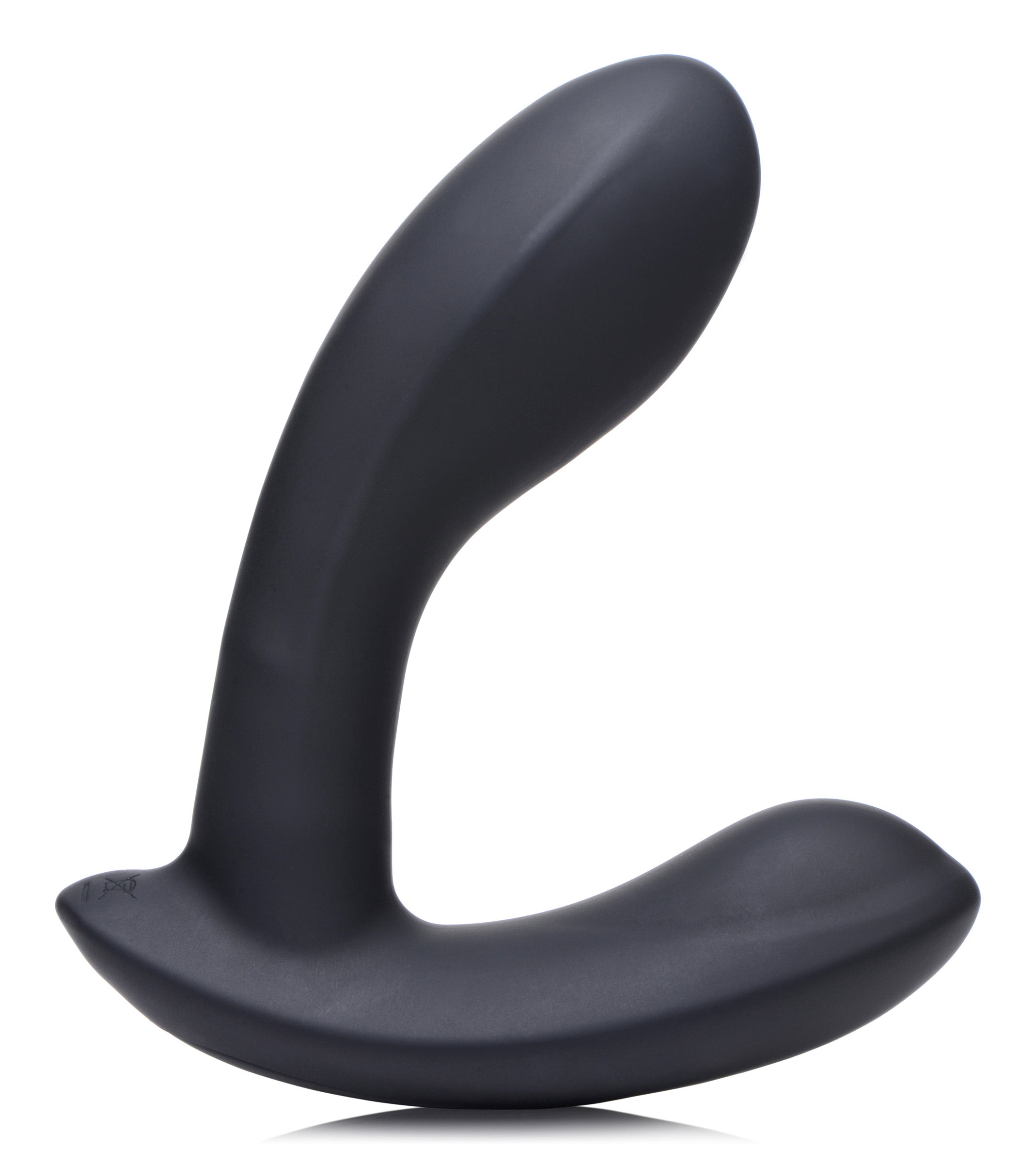 E-stim Pro Silicone Vibrating Prostate Massager positioned upright on a white surface