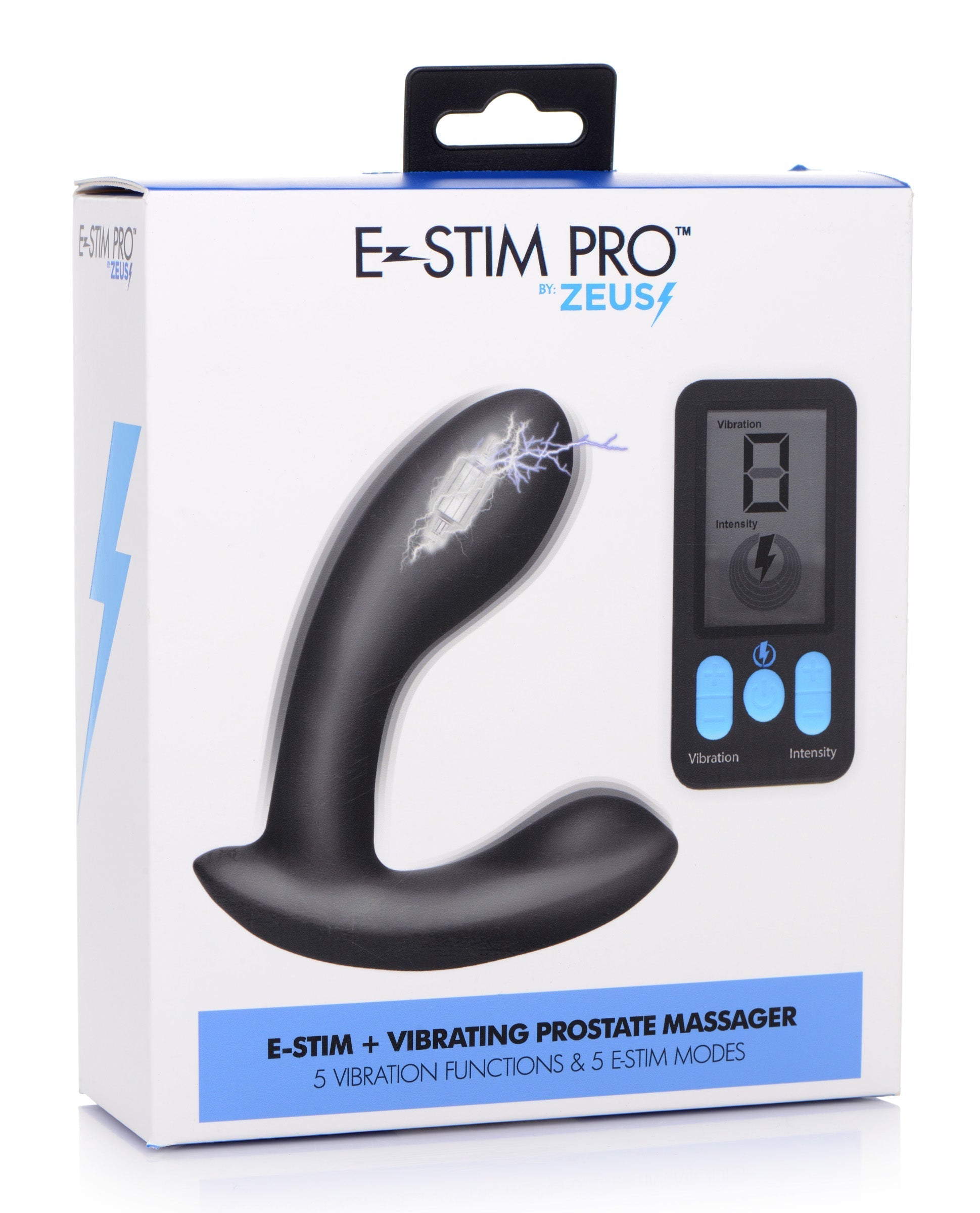 E-stim Pro Silicone Vibrating Prostate Massager in its original packaging