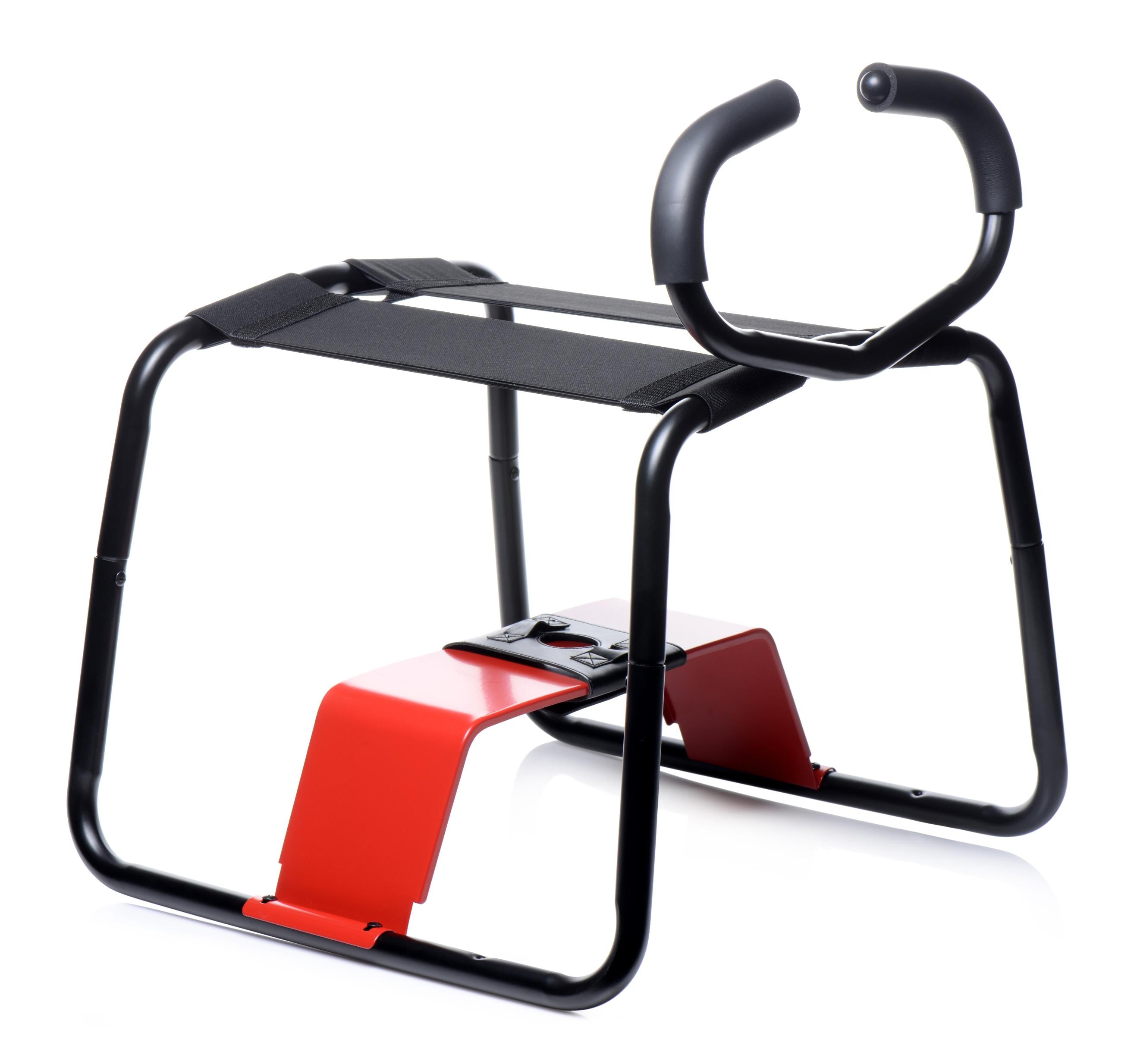 The Bangin Bench Ez-ride Sex Stool in red and black with ergonomic seat design